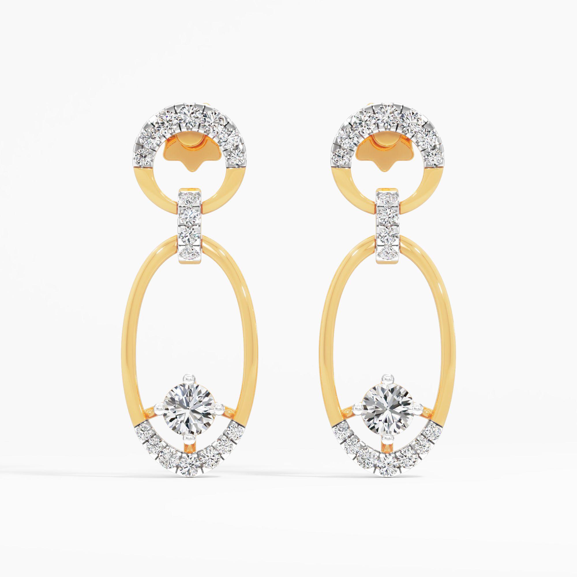 Ovaluxe Loop Solitaire Drop Earrings in 9KT Yellow Gold (Diamond Quality: FG-VVS VS)