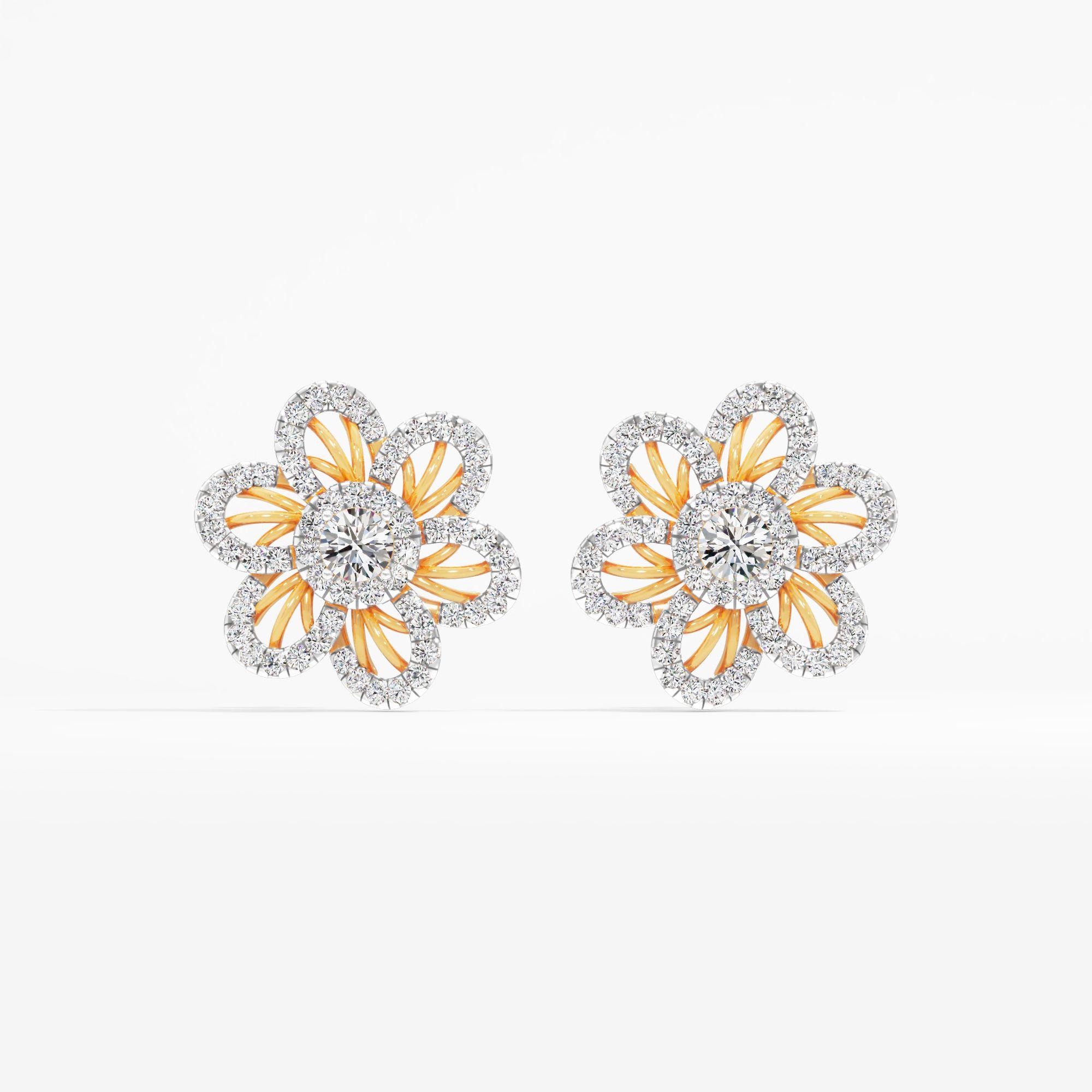Petalicious Charm Halo Stud Earrings in 9KT Yellow Gold (Diamond Quality: FG-VVS VS)