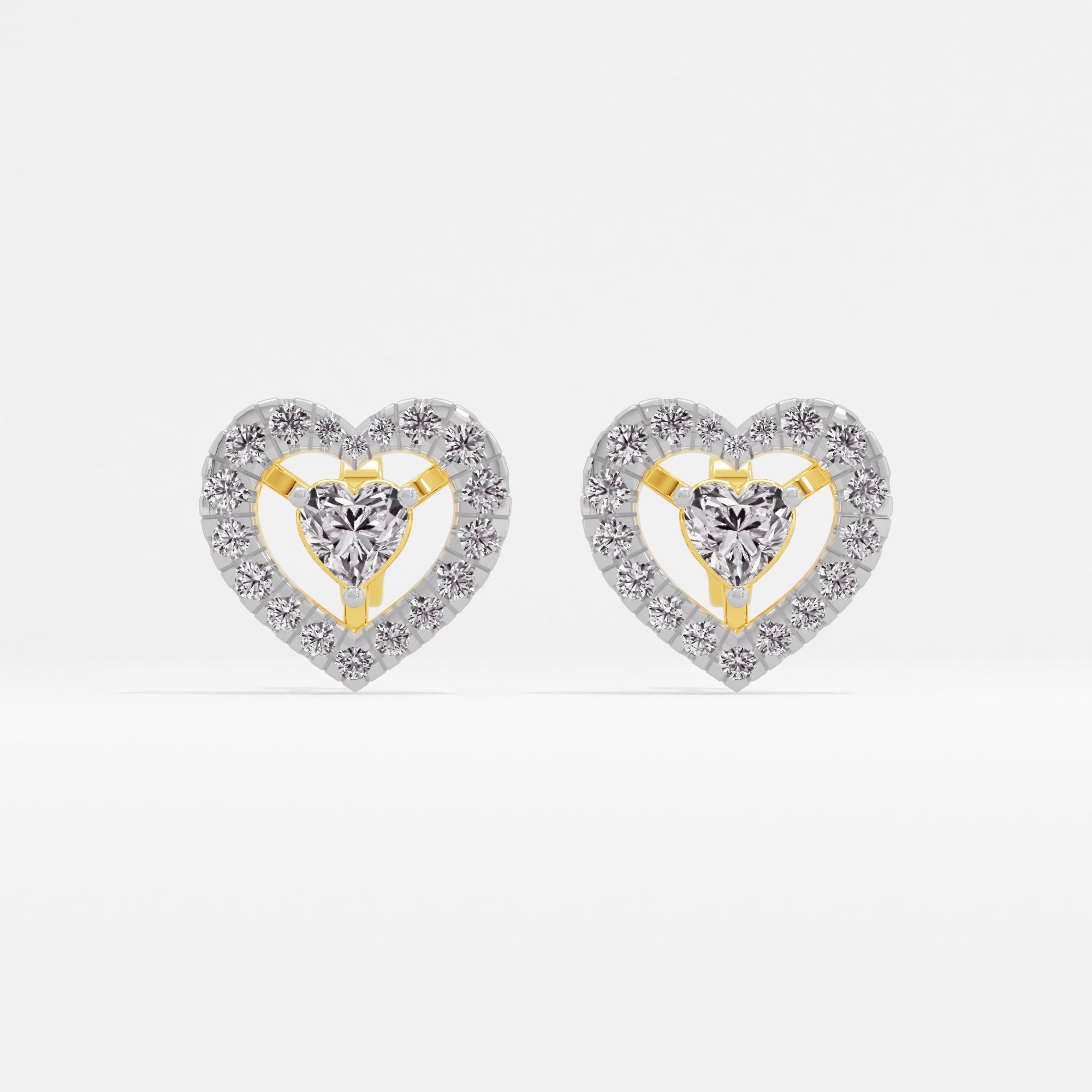 Dreamy Love Halo Heart Stud Earrings in 9KT Yellow Gold (Diamond Quality: FG-VVS VS)