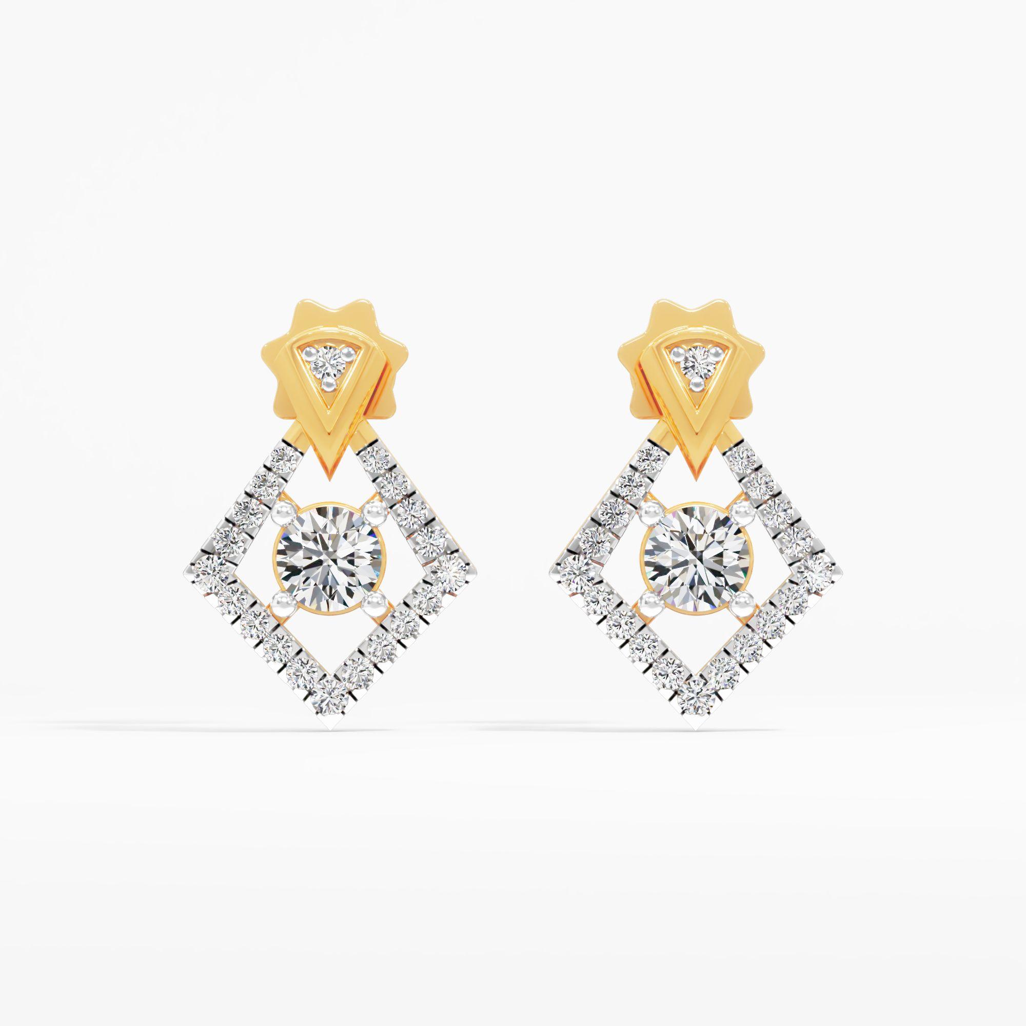 Pyra Dazzle Solitaire Stud Earrings in 9KT Yellow Gold (Diamond Quality: FG-VVS VS)