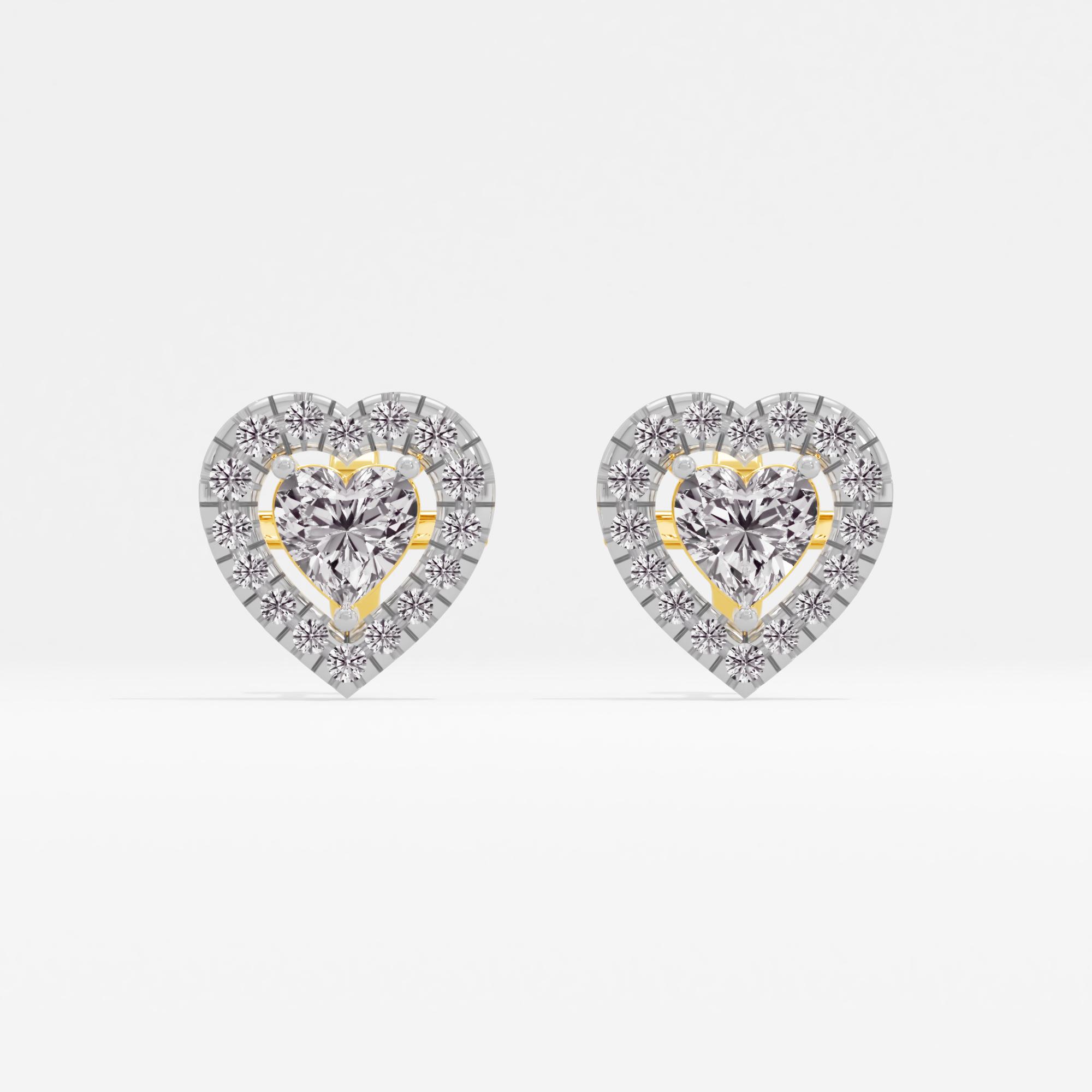 Romantic Shimmer Halo Heart Stud Earrings in 9KT Yellow Gold (Diamond Quality: FG-VVS VS)