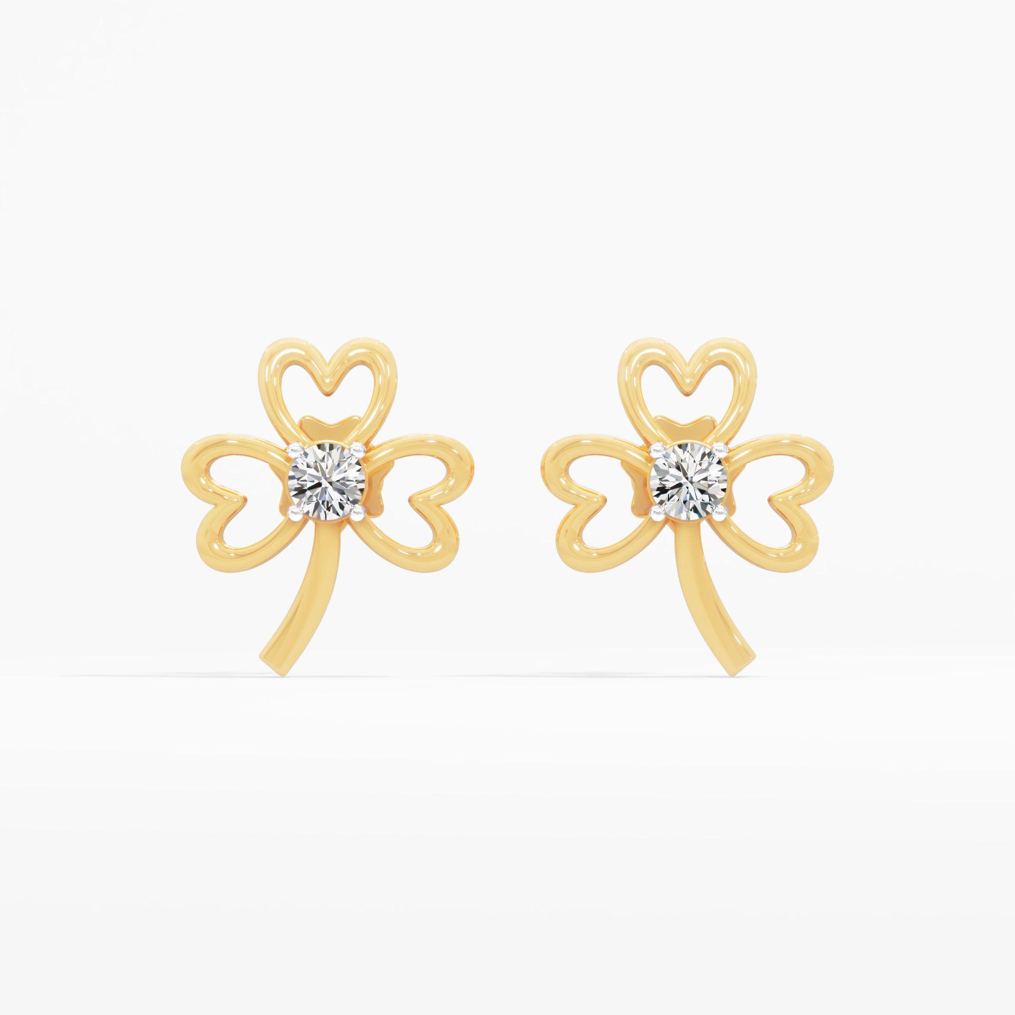 Clove Bloom Solitaire Stud Earrings in 9KT Yellow Gold (Diamond Quality: FG-VVS VS)