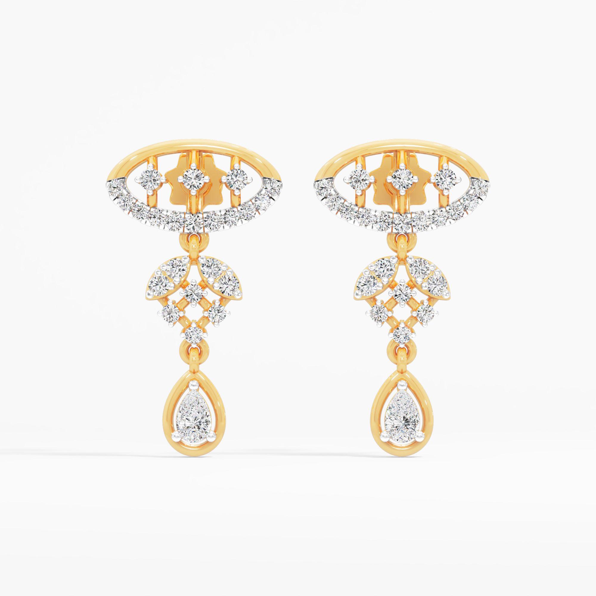 Dancing Stellar Dangler Earrings in 9KT Yellow Gold (Diamond Quality: FG-VVS VS)