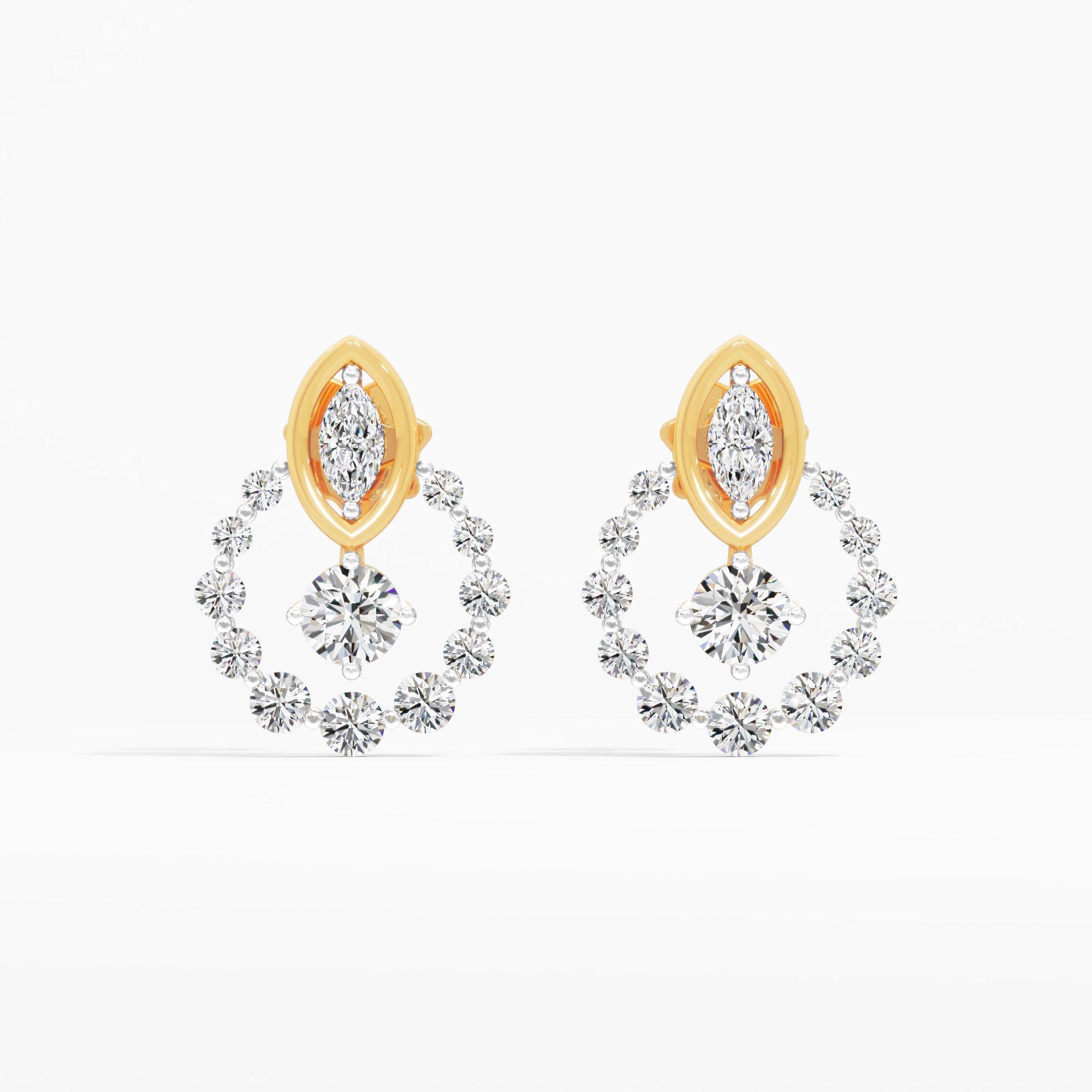 Celeste Orbit Solitaire Stud Earrings in 9KT Yellow Gold (Diamond Quality: EF-VVS VS)
