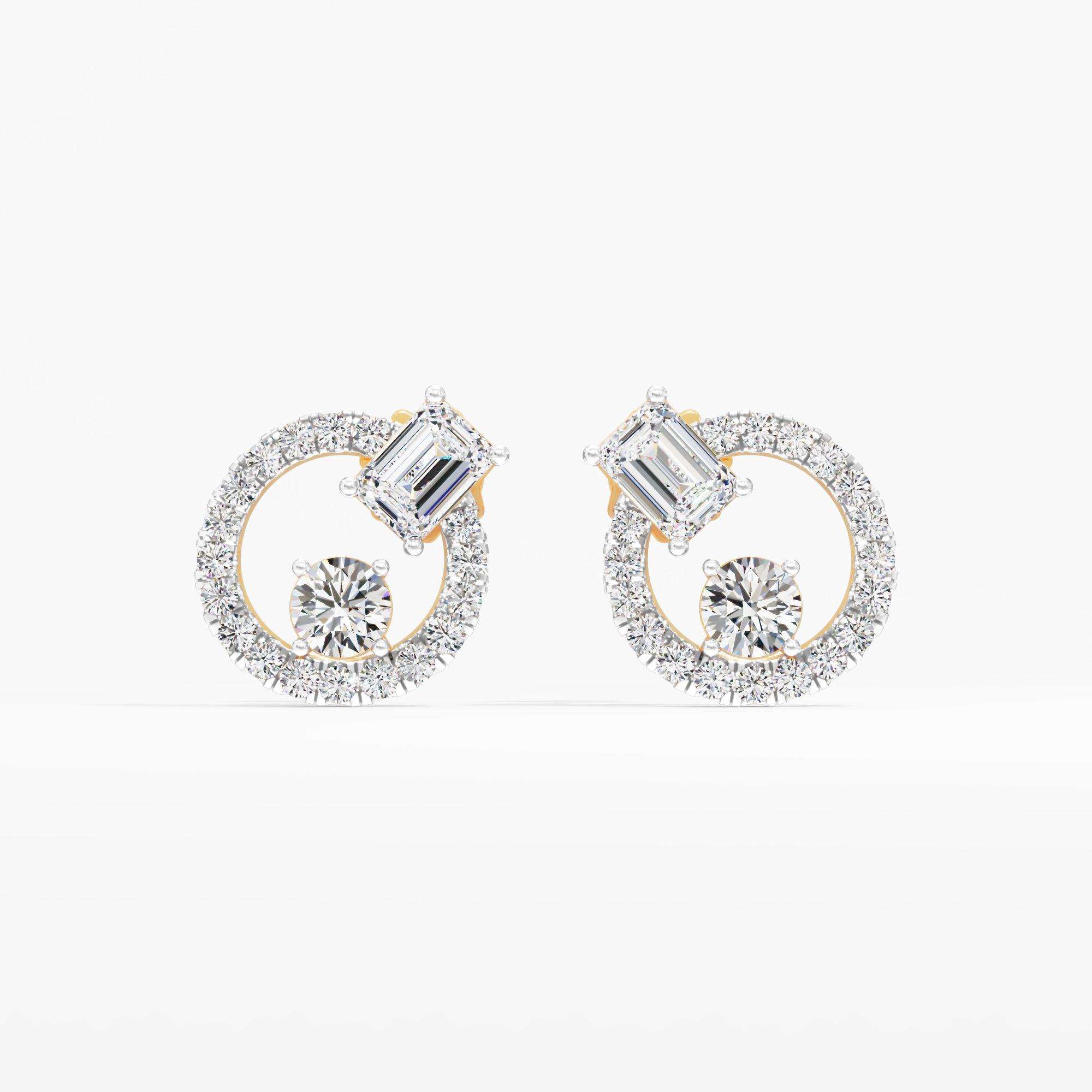 Cirvelle Solitaire Stud Earrings in 9KT Yellow Gold (Diamond Quality: EF-VVS VS)