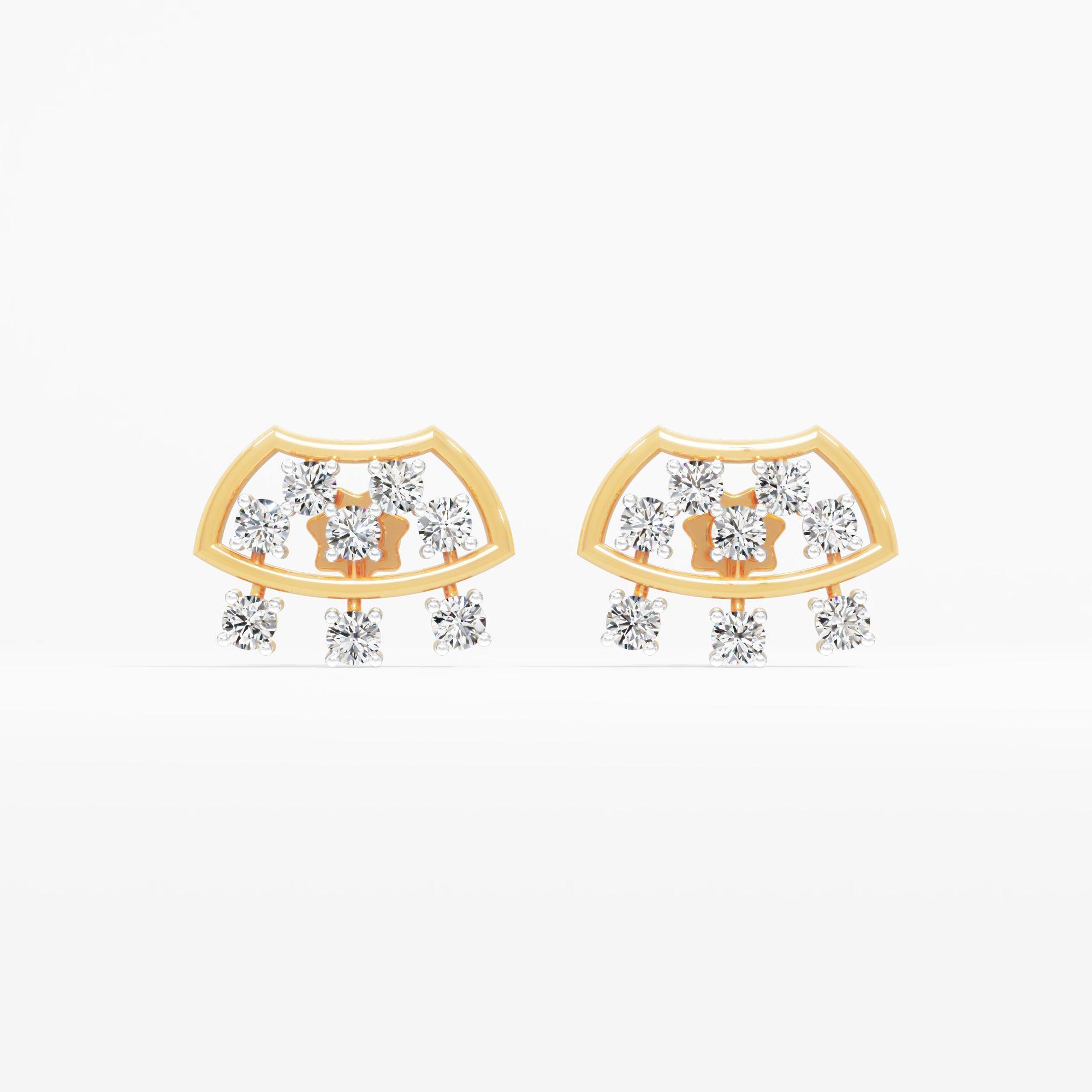 Cosmic Trapeze Stud Earrings in 9KT Yellow Gold (Diamond Quality: EF-VVS VS)