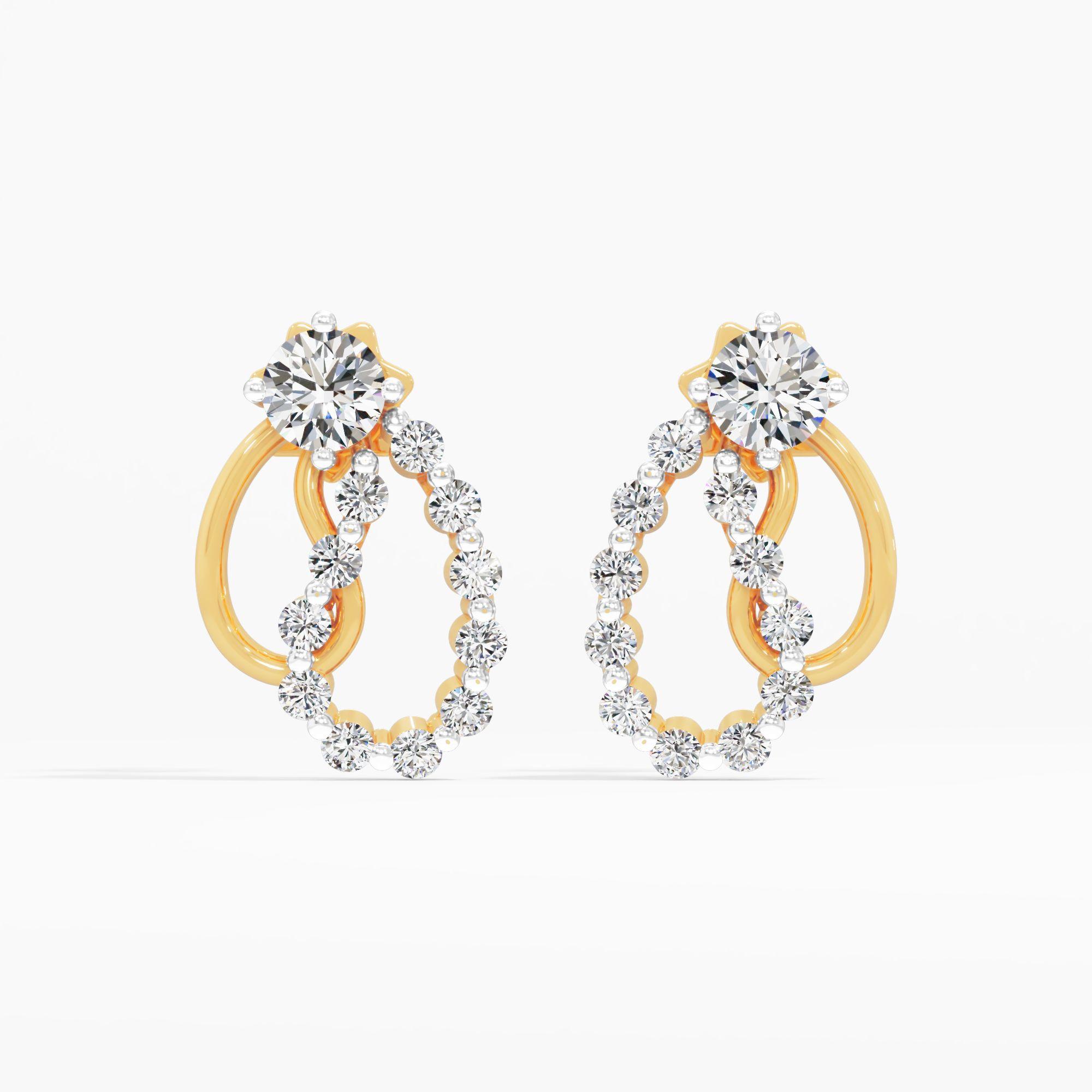 Twinkle Feathers Solitaire Stud Earrings in 9KT Yellow Gold (Diamond Quality: FG-VVS VS)