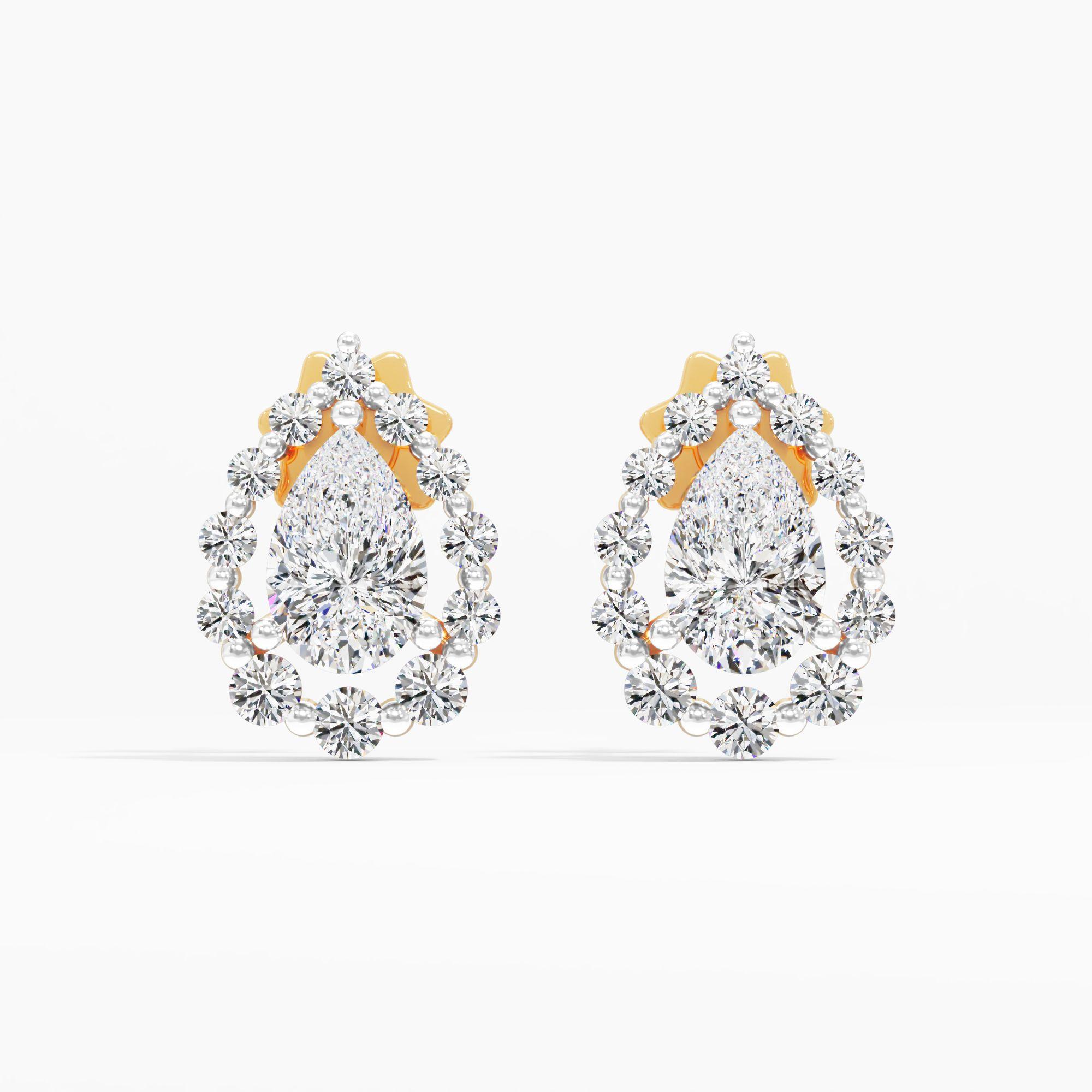 Glimmering Affection Halo Stud Earrings in 9KT Yellow Gold (Diamond Quality: FG-VVS VS)