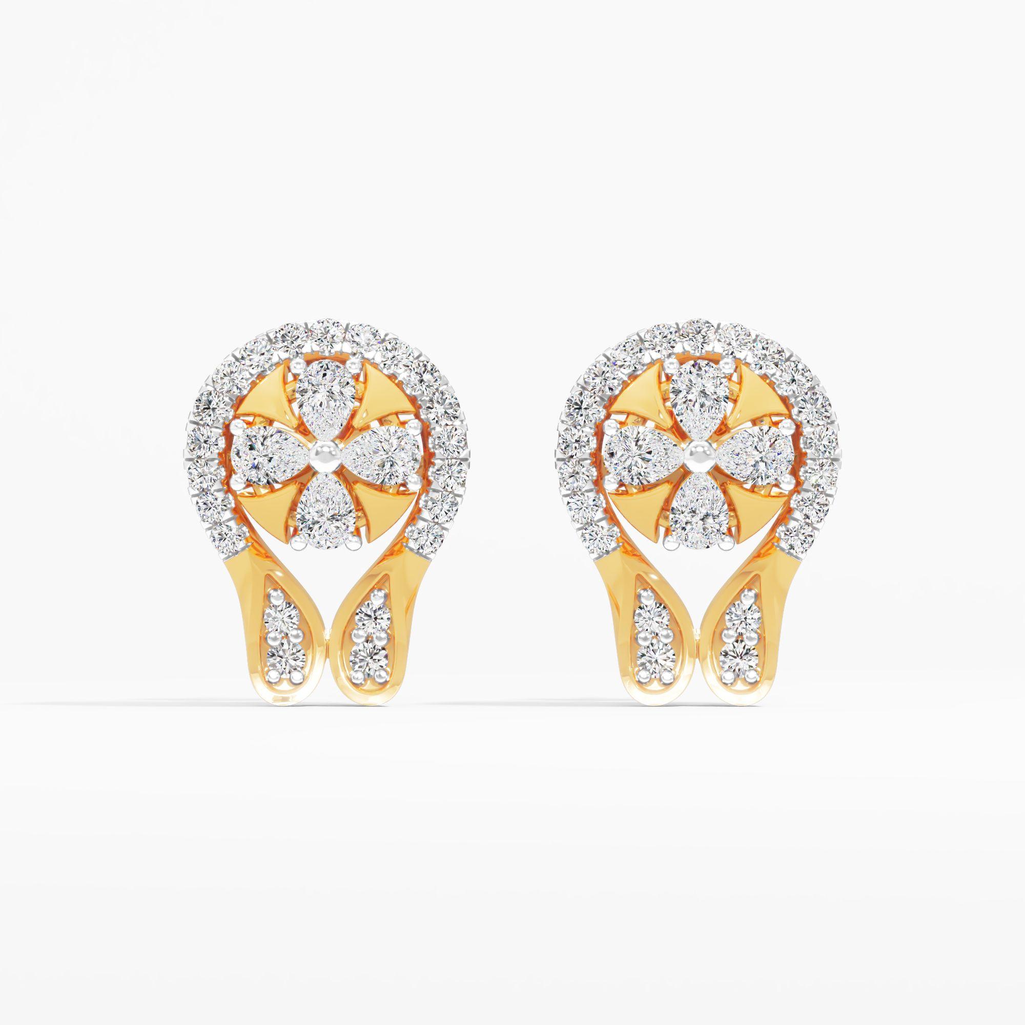 Dewdrop Starlight Stud Earrings in 9KT Yellow Gold (Diamond Quality: FG-VVS VS)