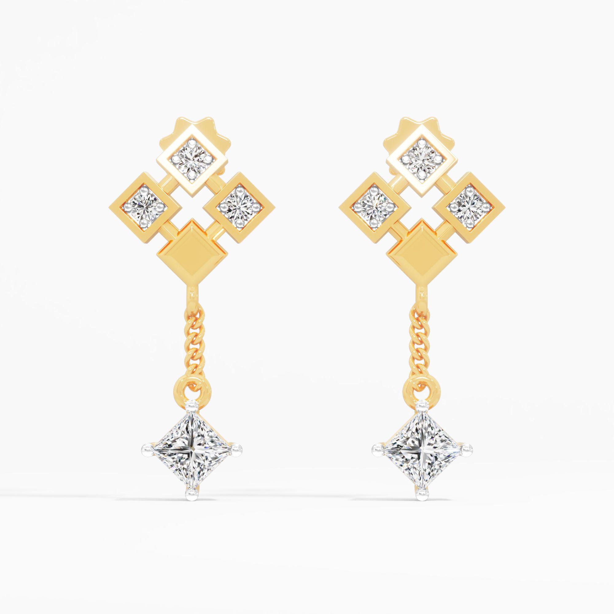 The Princess Throne Earrings in 9KT Yellow Gold (Diamond Quality: FG-VVS VS)