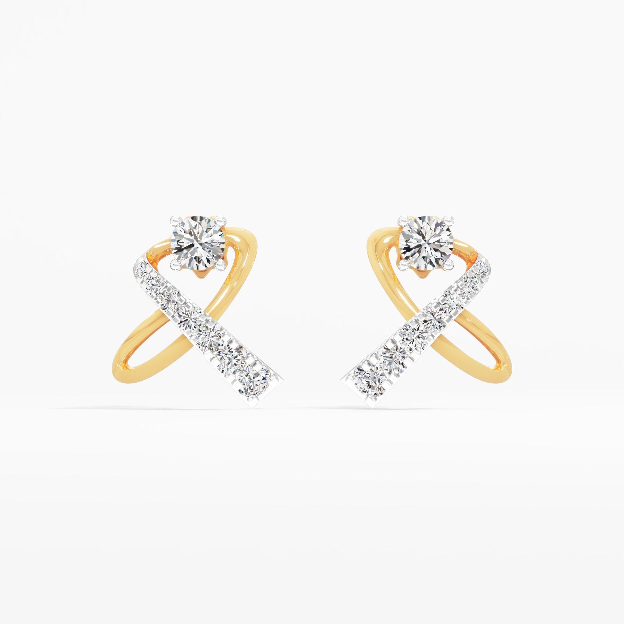 The Crossover Stud Earrings in 9KT Yellow Gold (Diamond Quality: FG-VVS VS)