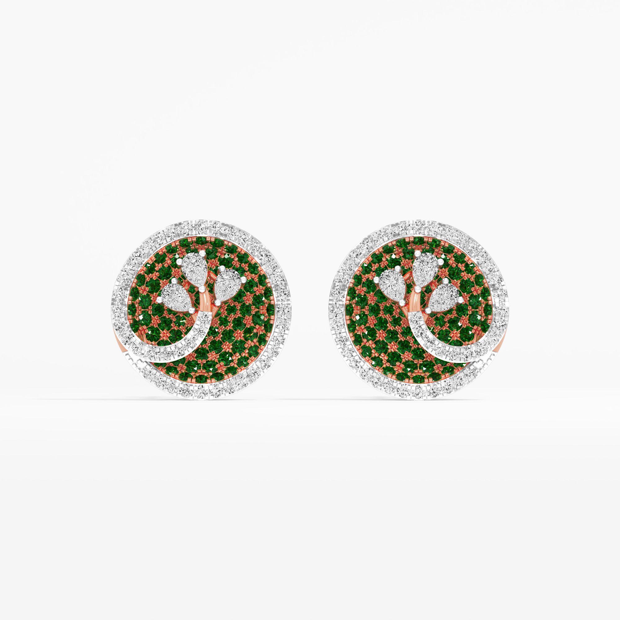 Glowing Vine Stud Earrings in 14KT Rose Gold (Diamond Quality: FG-VVS VS)
