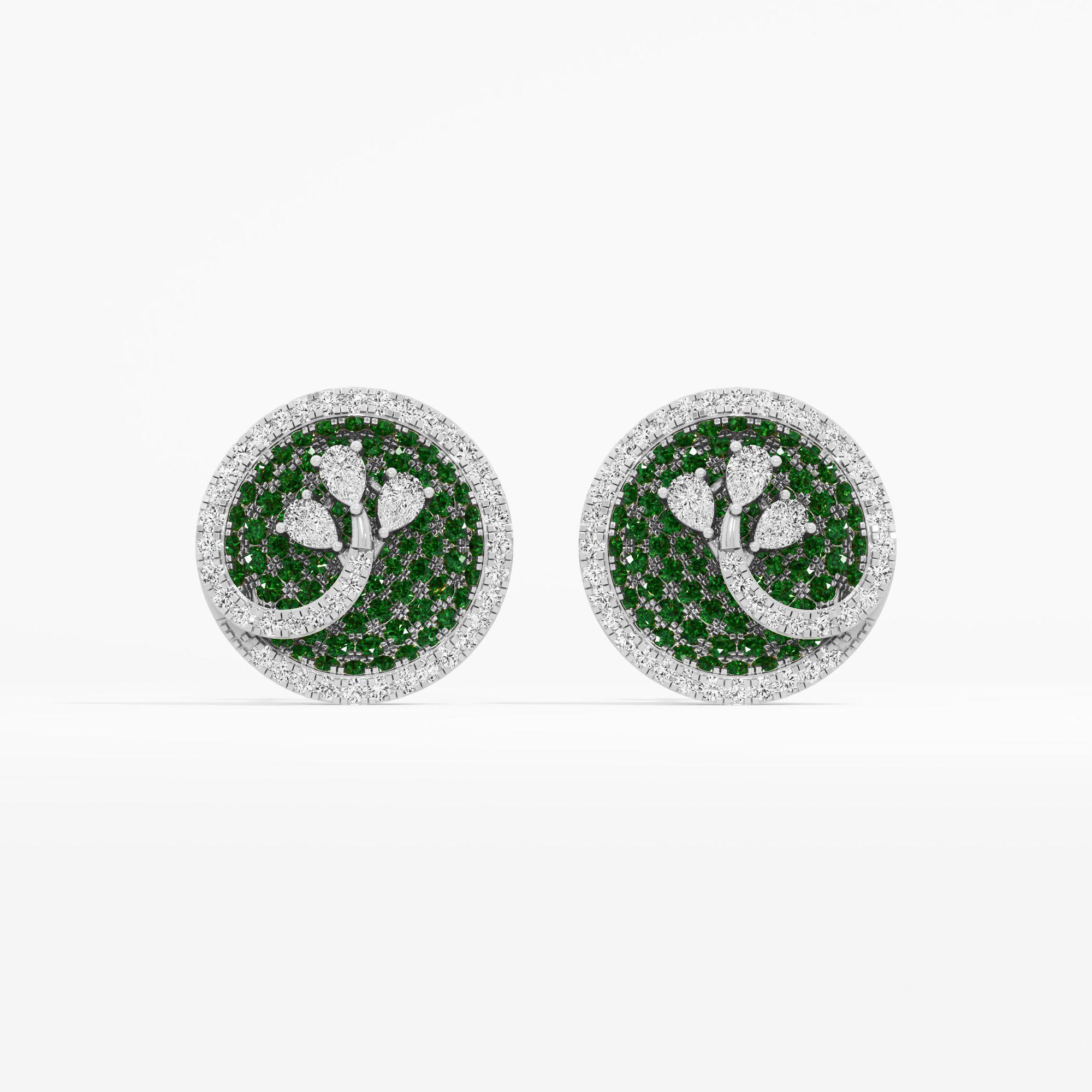 Glowing Vine Stud Earrings in 14KT White Gold (Diamond Quality: FG-VVS VS)