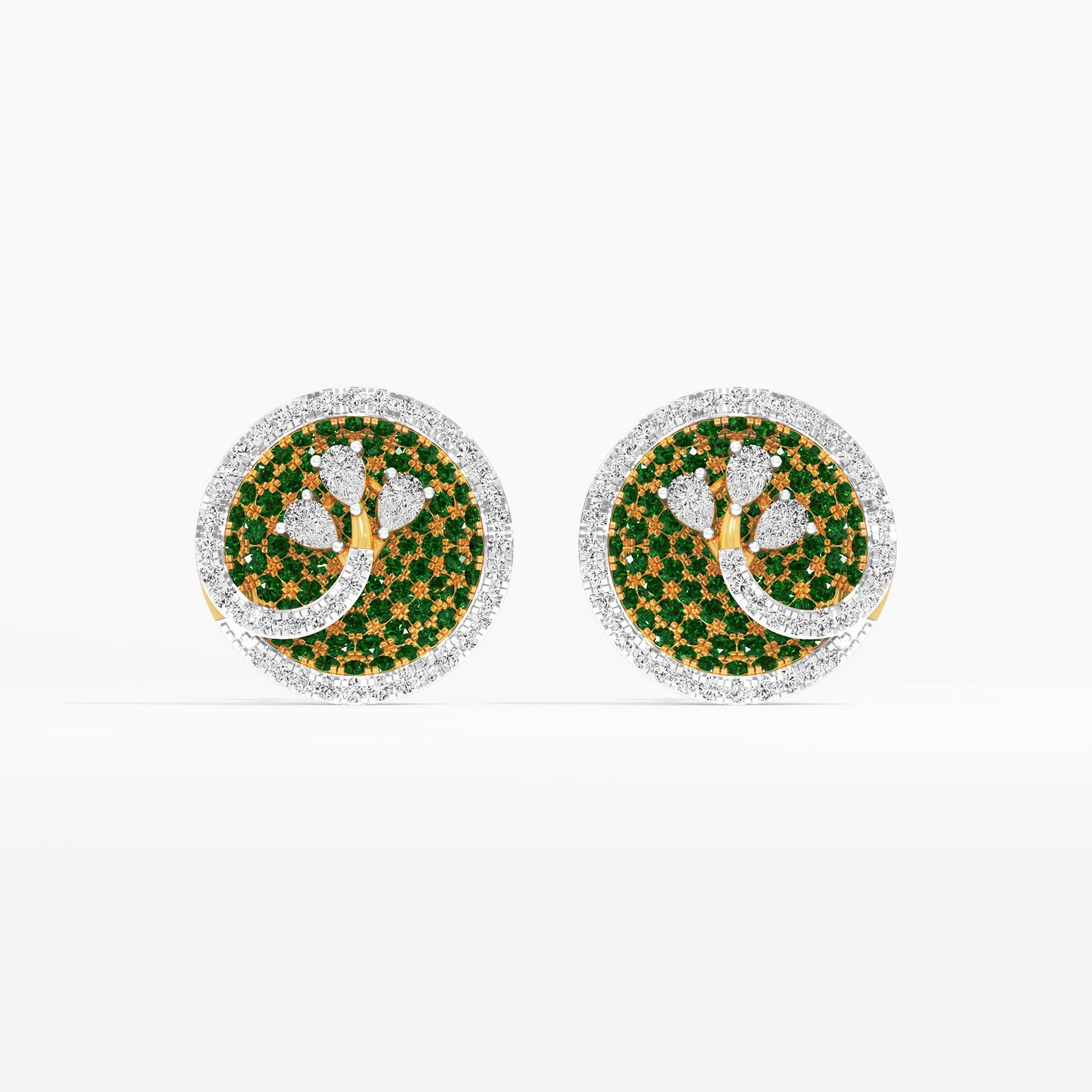 Glowing Vine Stud Earrings in 9KT Yellow Gold (Diamond Quality: FG-VVS VS)