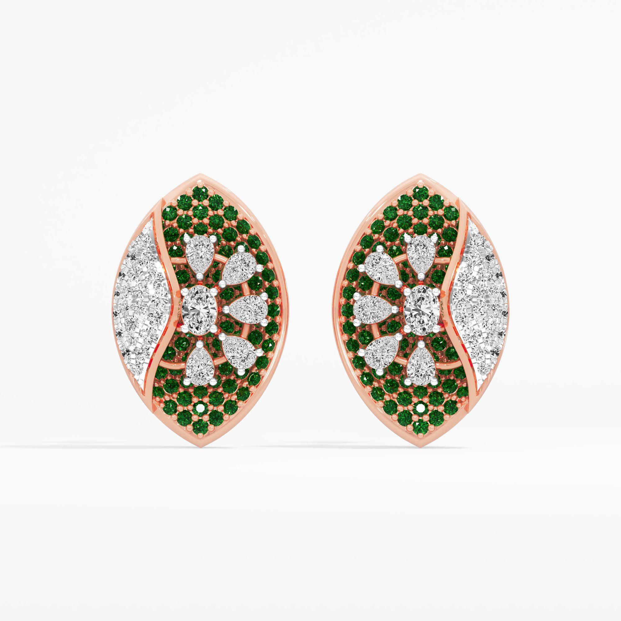 Sylvan Gaze Stud Earrings in 14KT Rose Gold (Diamond Quality: FG-VVS VS)
