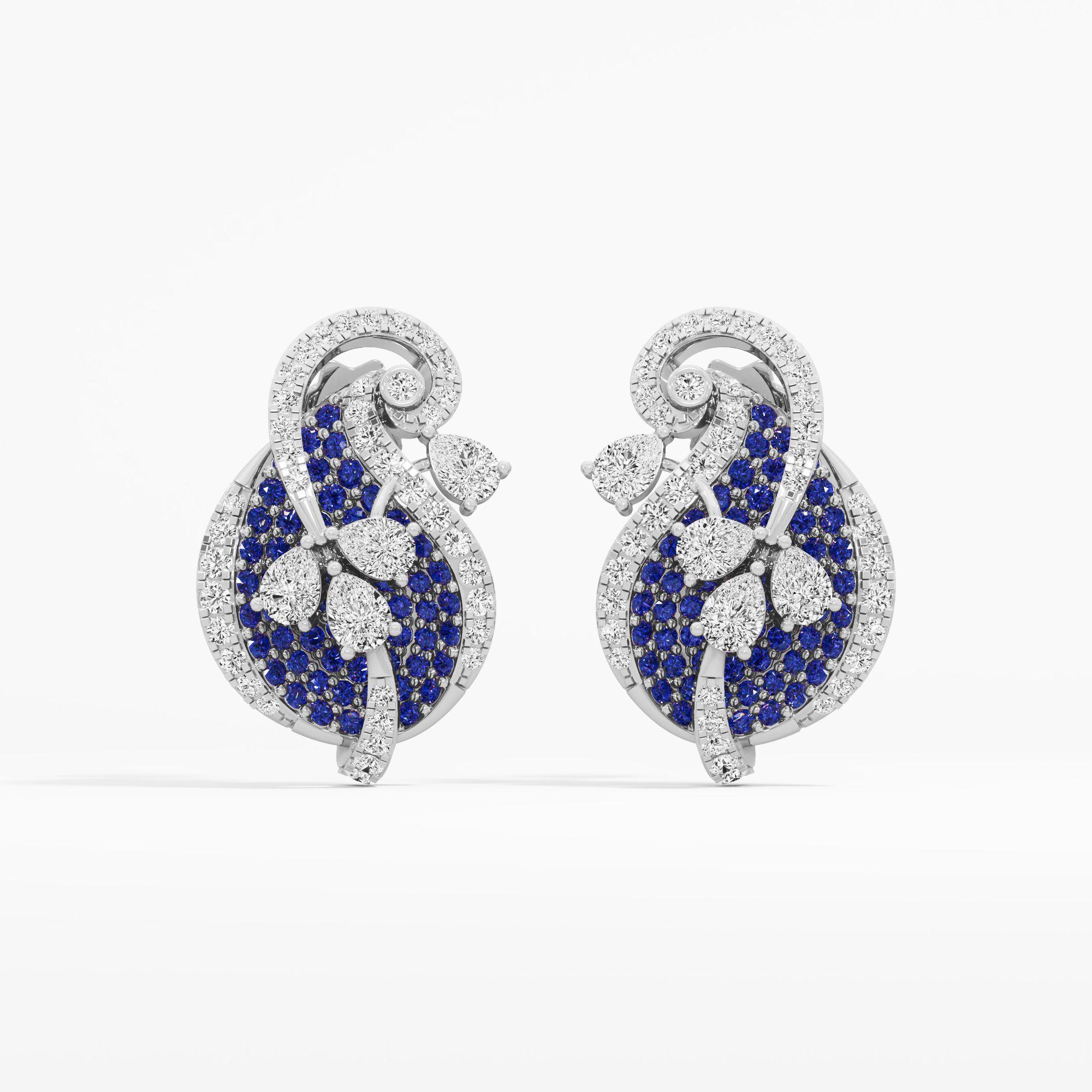 Twilight Gale Teardrop Stud Earrings in 14KT White Gold (Diamond Quality: FG-VVS VS)