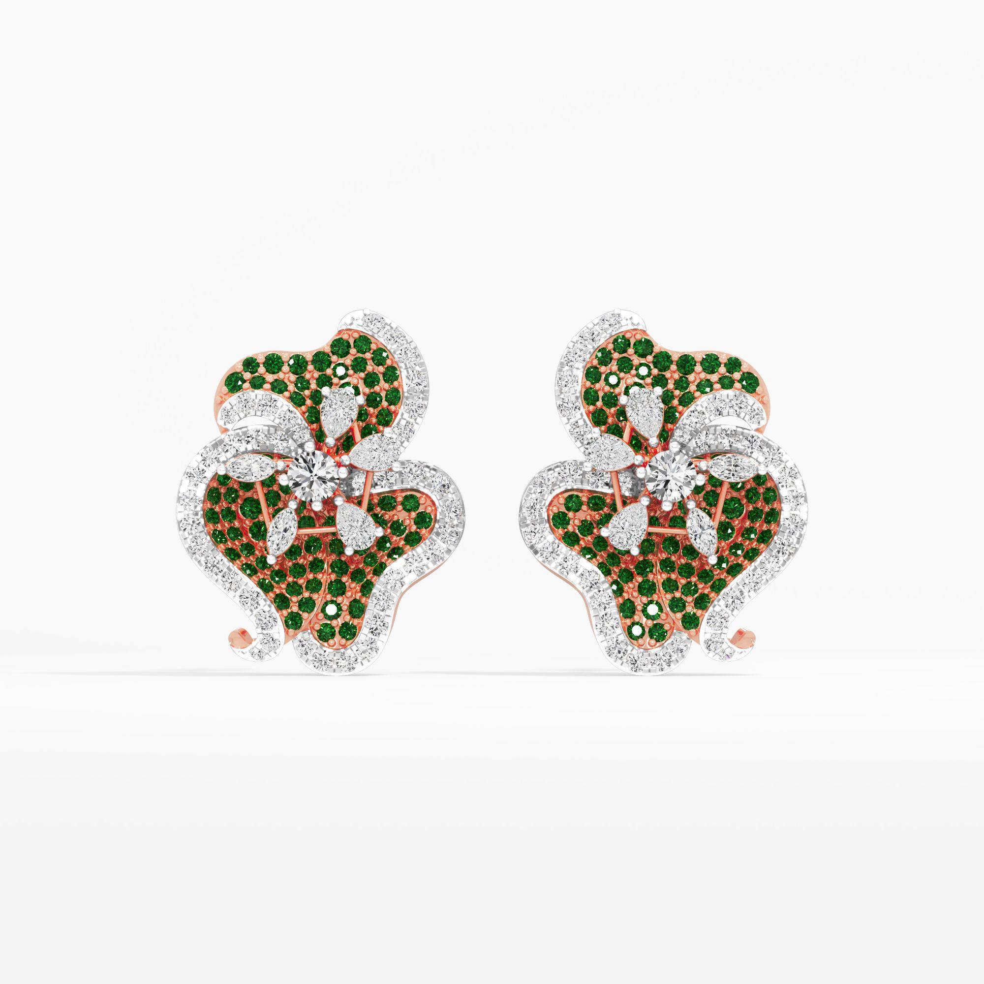 Shamrock Eclat Stud Earrings in 14KT Rose Gold (Diamond Quality: FG-VVS VS)