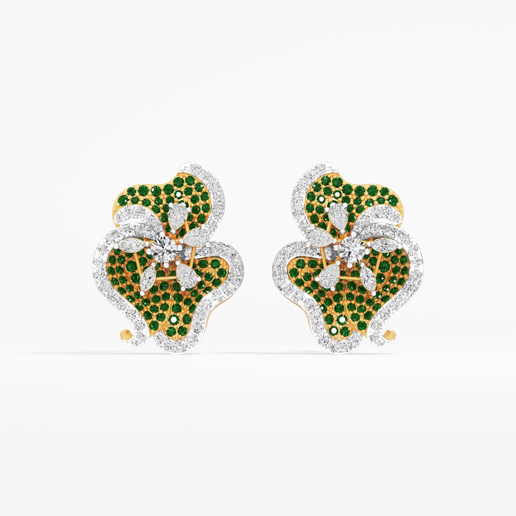 Shamrock Eclat Stud Earrings in 9KT Yellow Gold (Diamond Quality: FG-VVS VS)