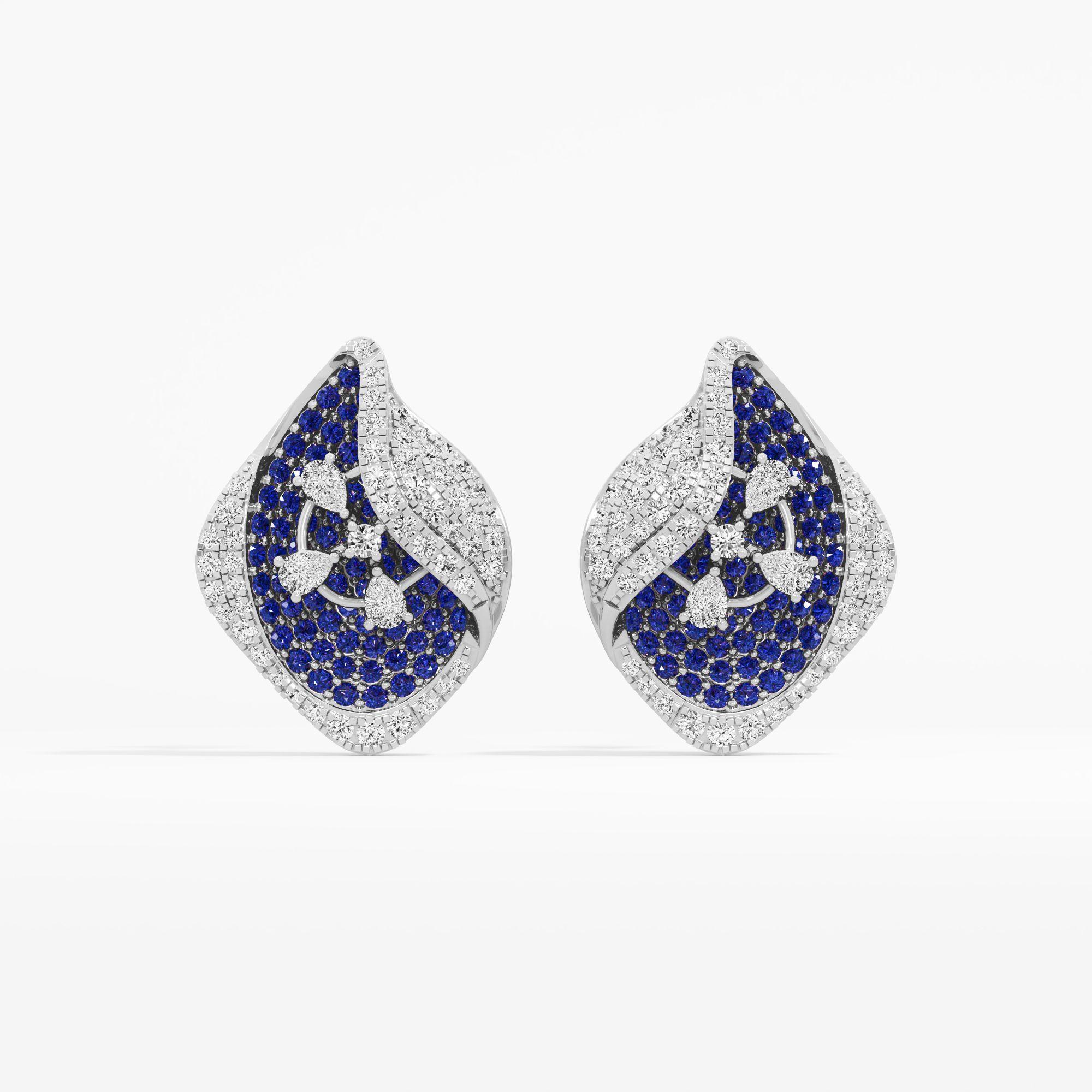 Duality Bloom Stud Earrings in 14KT White Gold (Diamond Quality: FG-VVS VS)