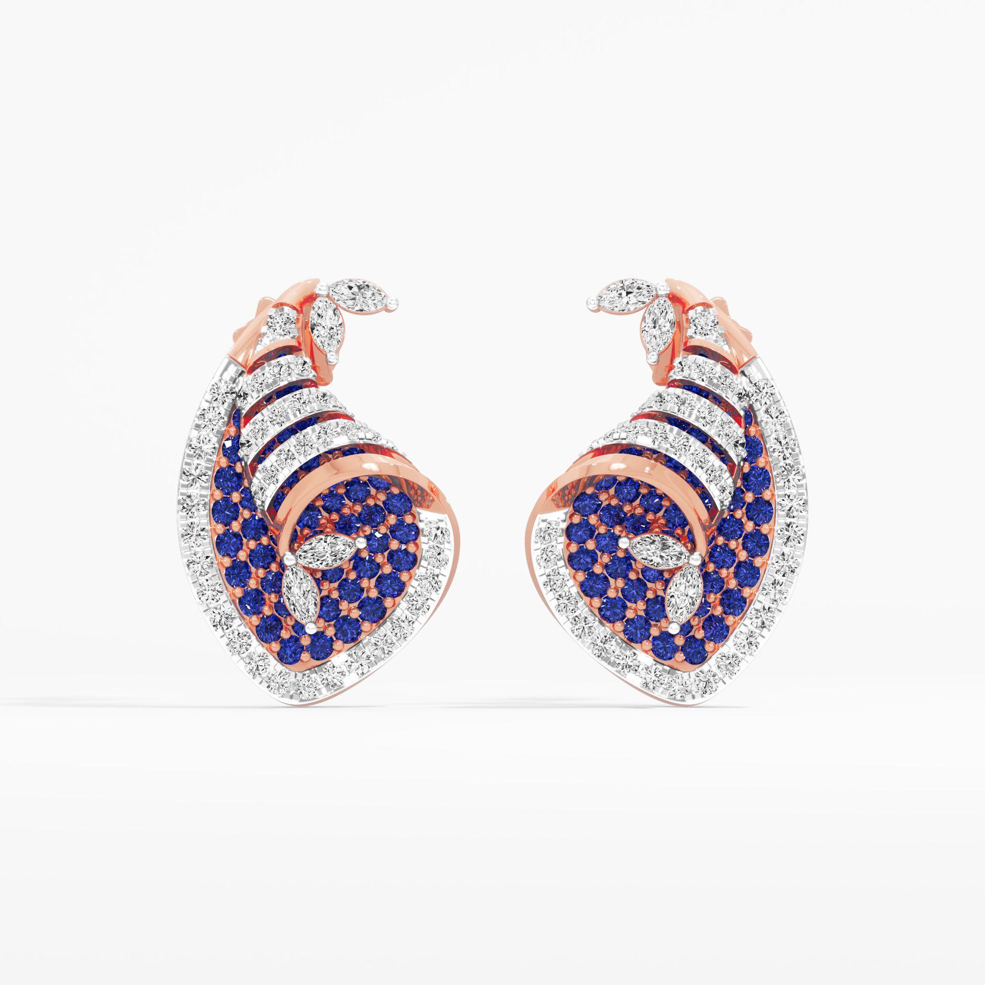 Moonrise Curl Stud Earrings in 14KT Rose Gold (Diamond Quality: FG-VVS VS)