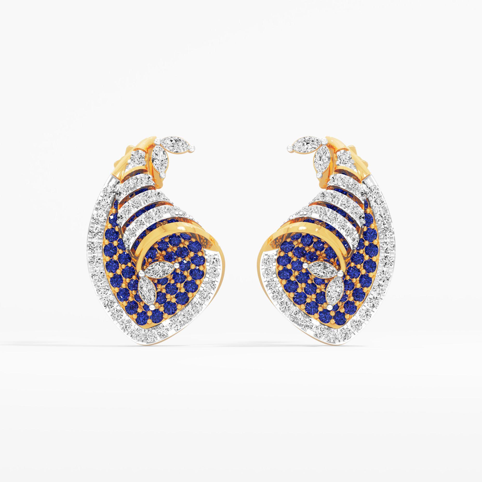 Moonrise Curl Stud Earrings in 9KT Yellow Gold (Diamond Quality: FG-VVS VS)