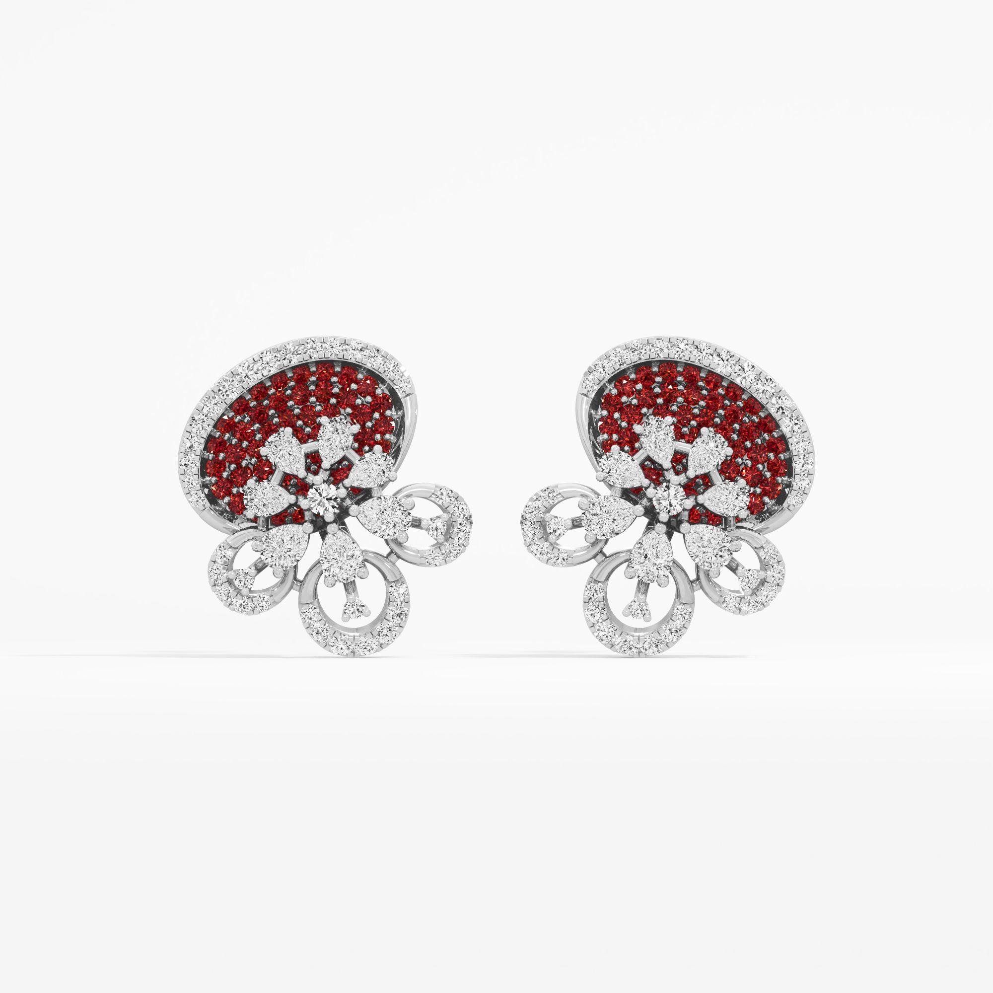 Fuchsia Dazzle Stud Earrings in 14KT White Gold (Diamond Quality: FG-VVS VS)