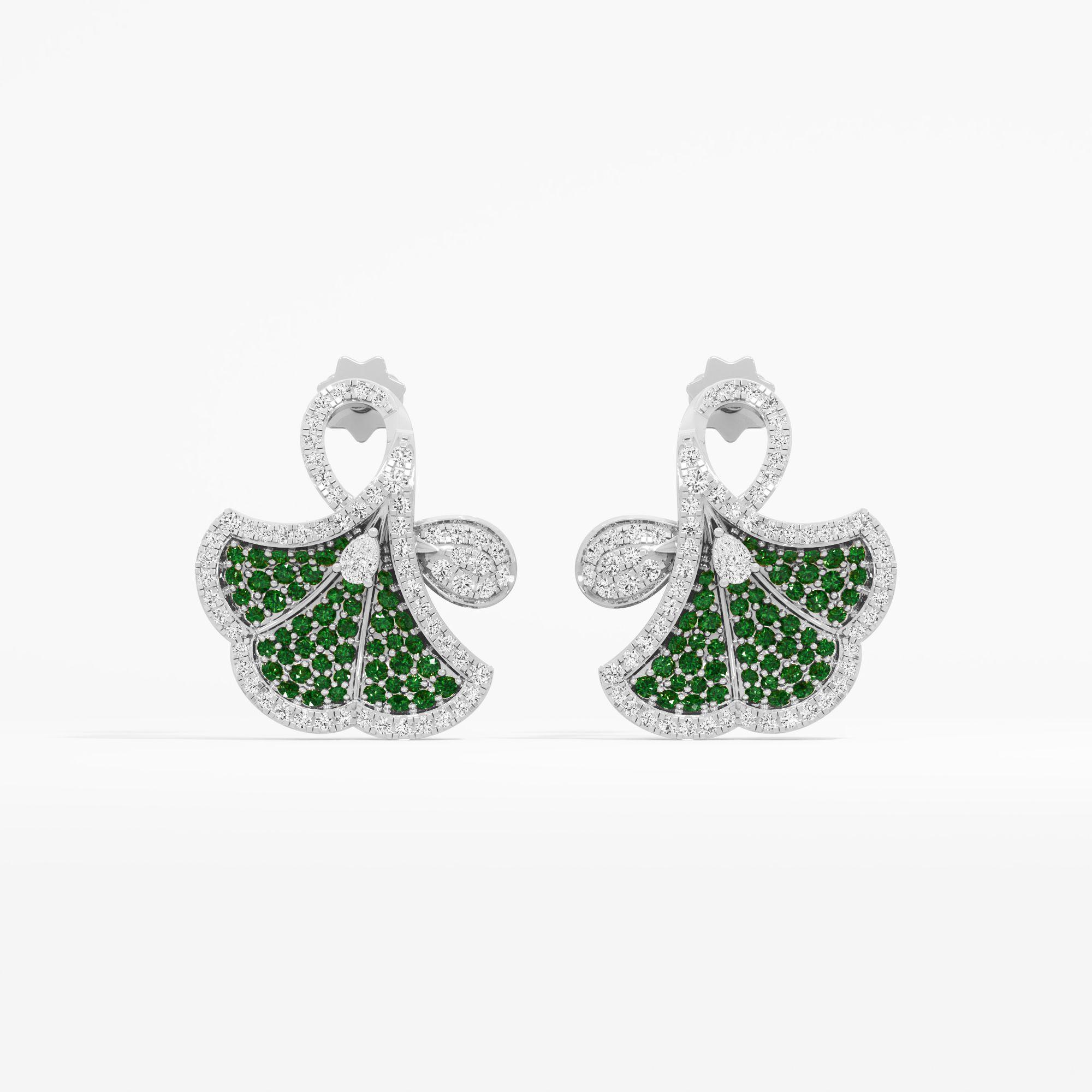 Ginkgo Petal Stud Earrings in 14KT White Gold (Diamond Quality: FG-VVS VS)