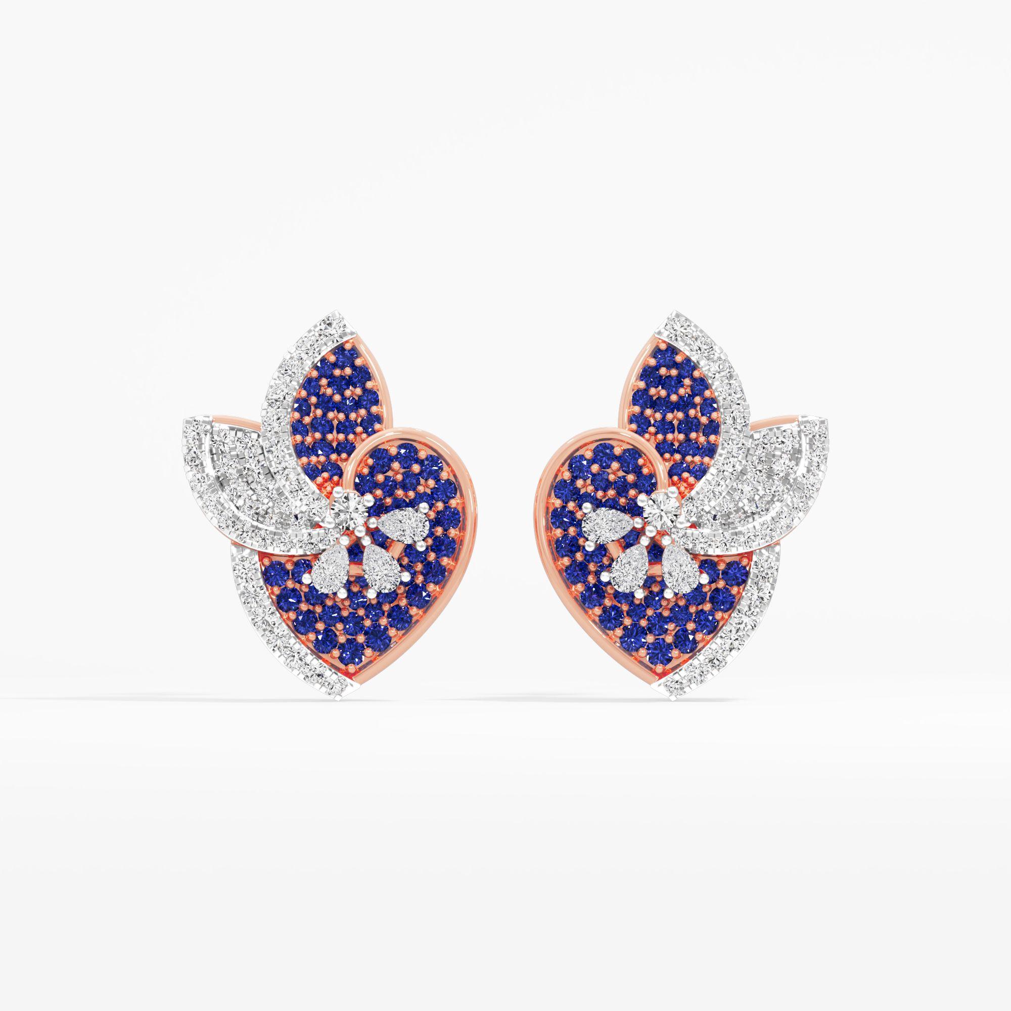 Cherished Bloom Stud Earrings in 14KT Rose Gold (Diamond Quality: FG-VVS VS)