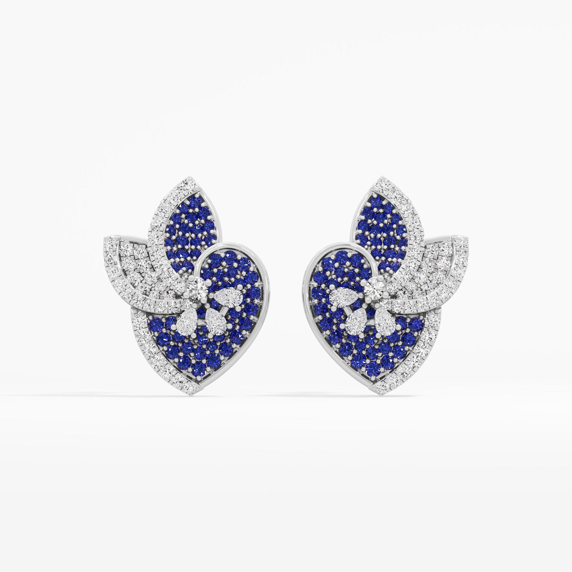 Cherished Bloom Stud Earrings in 14KT White Gold (Diamond Quality: FG-VVS VS)