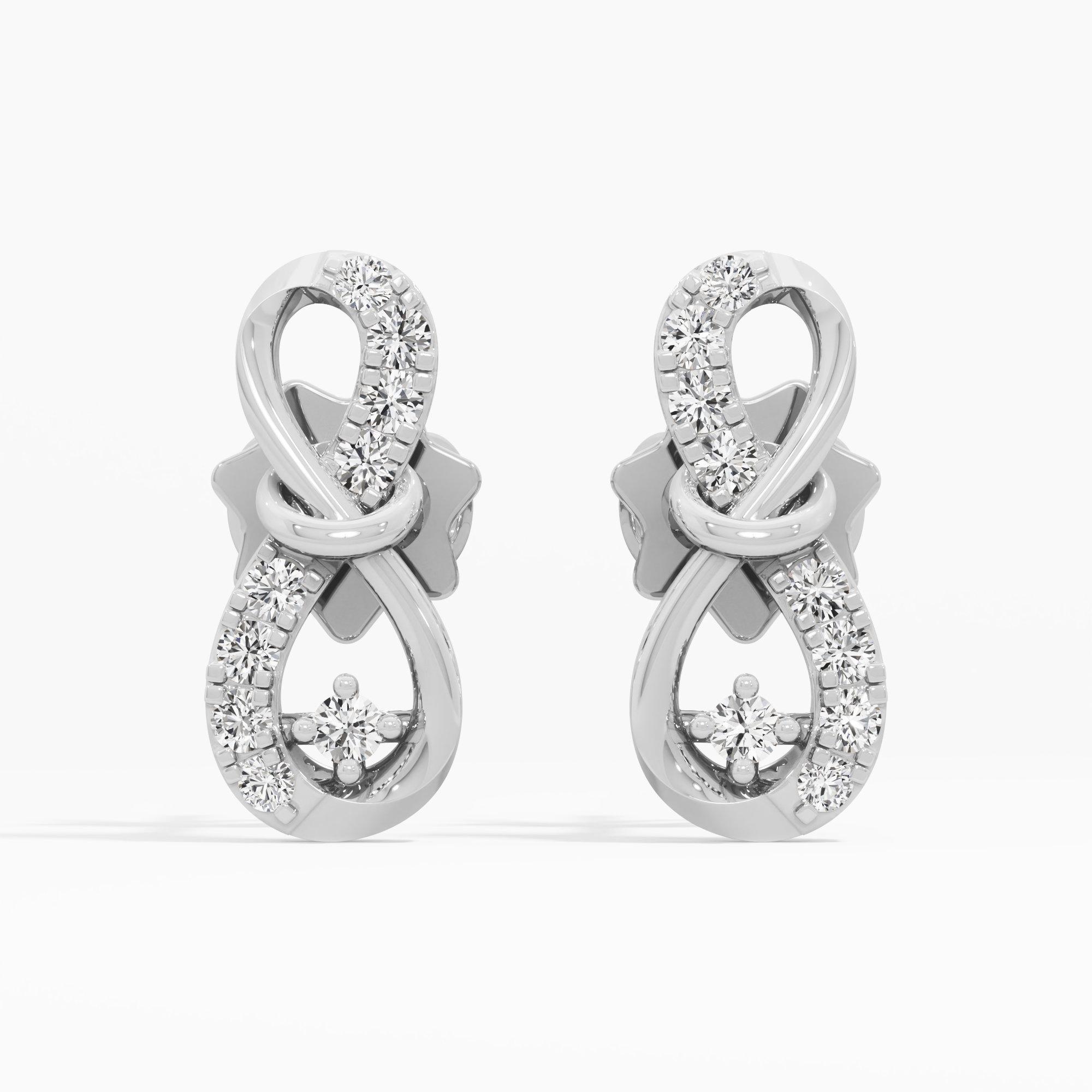 Infinity Knot Stud Earrings in 9KT White Gold (Diamond Quality: FG-VVS VS)