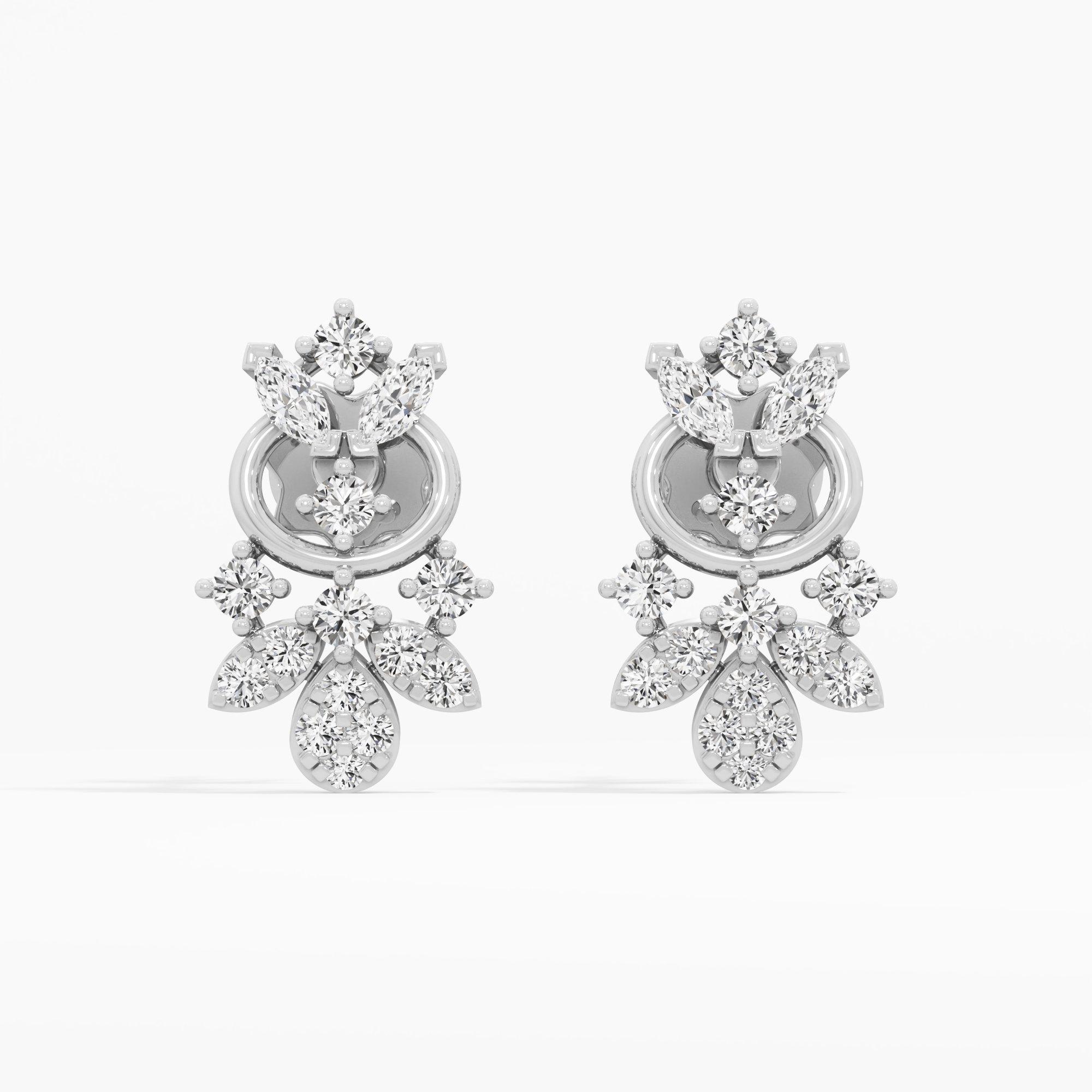 Blossom Trail Stud Earrings in 9KT White Gold (Diamond Quality: FG-VVS VS)