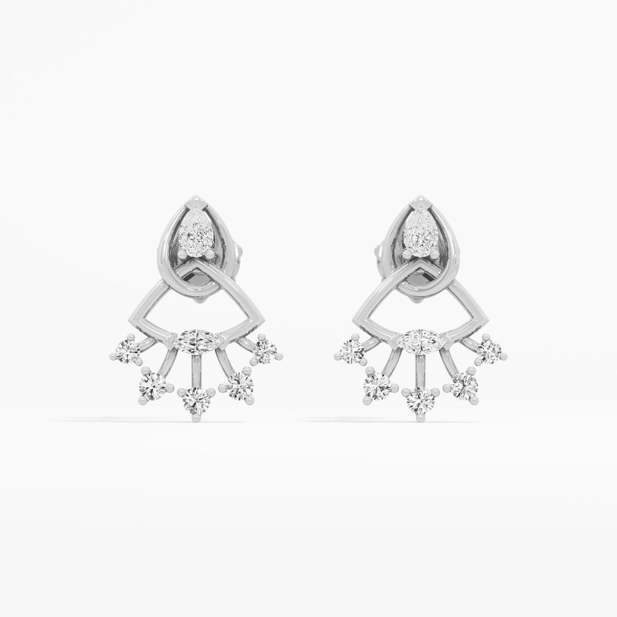 Fan Flare Stud Earrings in 9KT White Gold (Diamond Quality: FG-VVS VS)