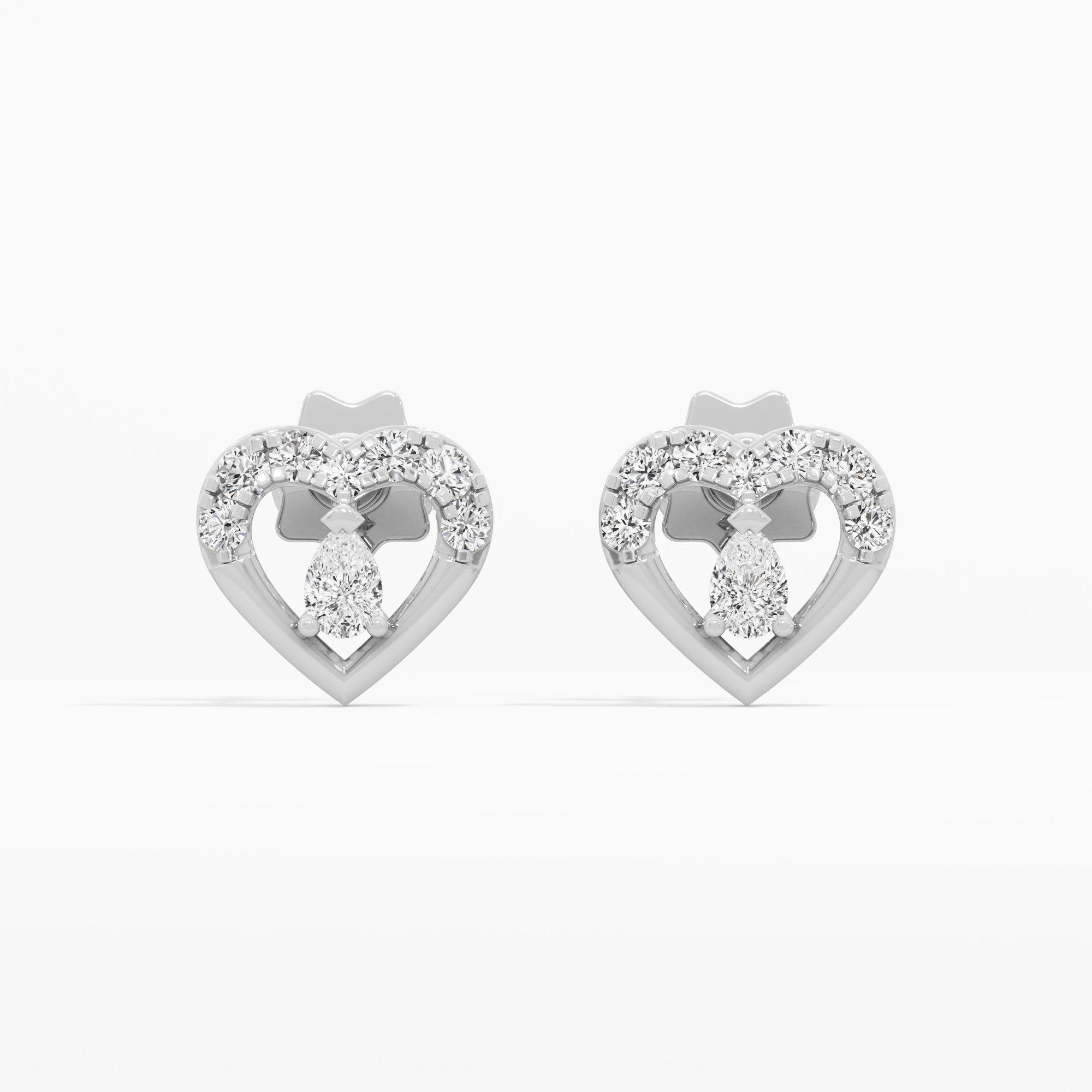 Sweetheart Halo Stud Earrings in 9KT White Gold (Diamond Quality: FG-VVS VS)