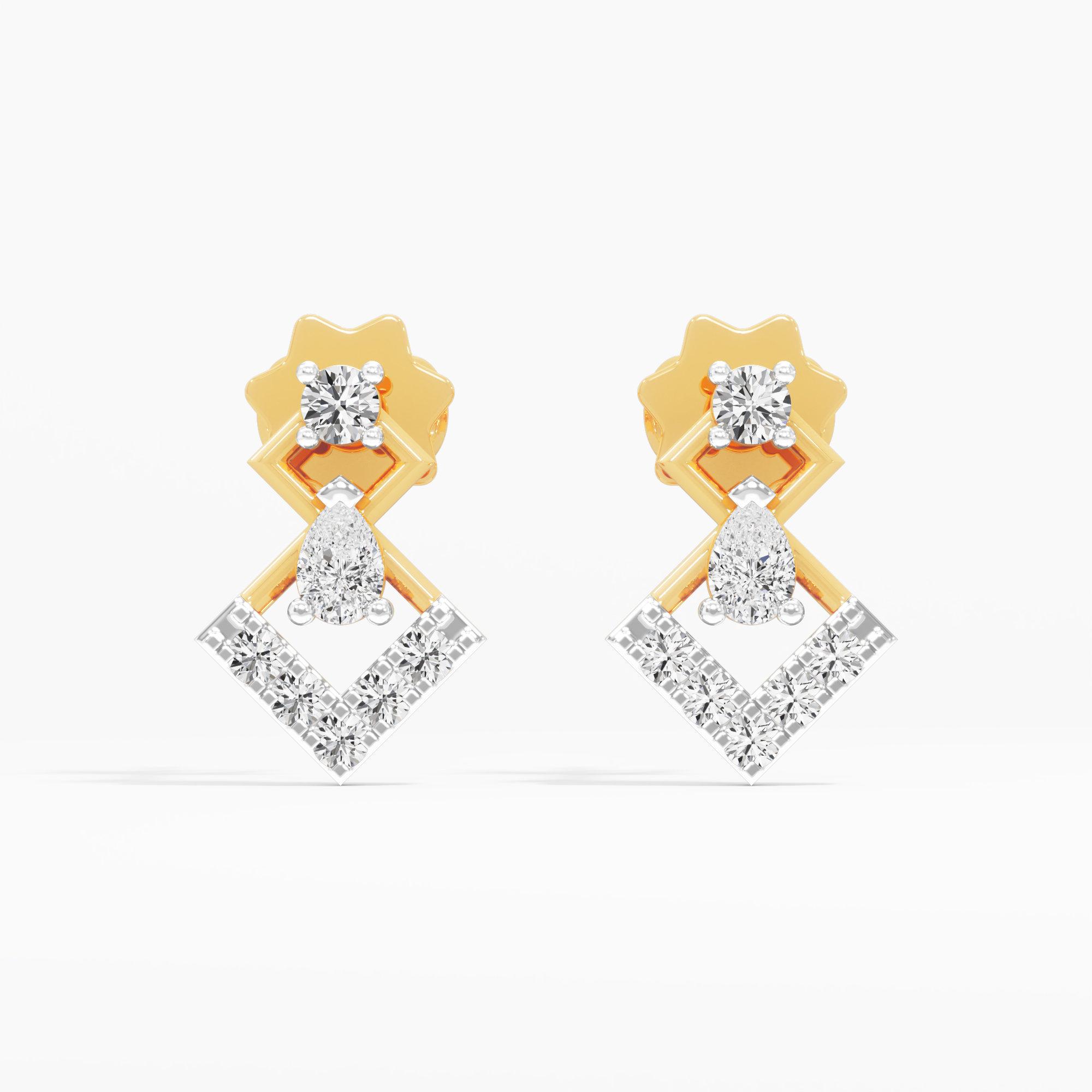 Infinite Vista Stud Earrings in 9KT Yellow Gold (Diamond Quality: FG-VVS VS)