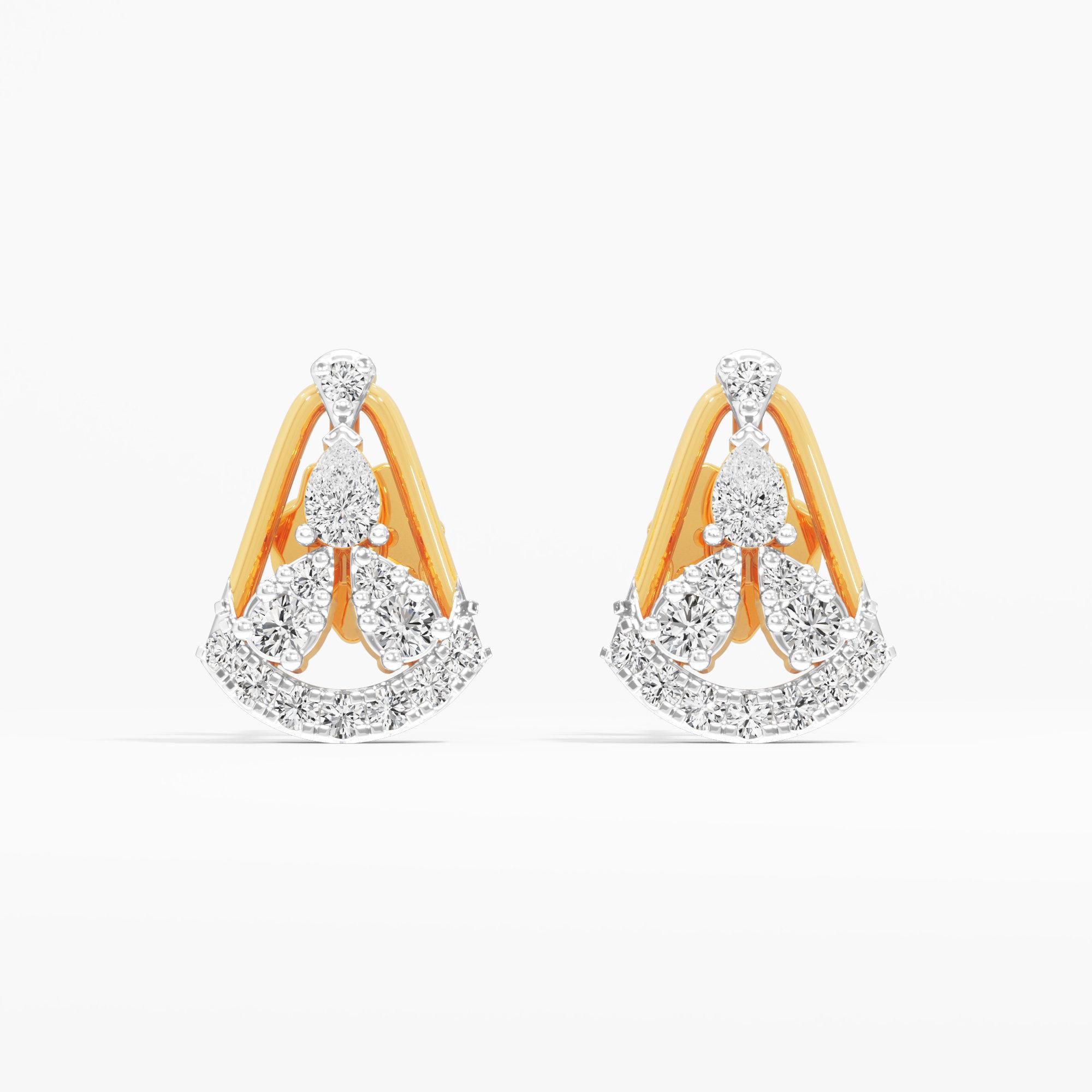 Flourish Pear Stud Earrings in 9KT Yellow Gold (Diamond Quality: FG-VVS VS)
