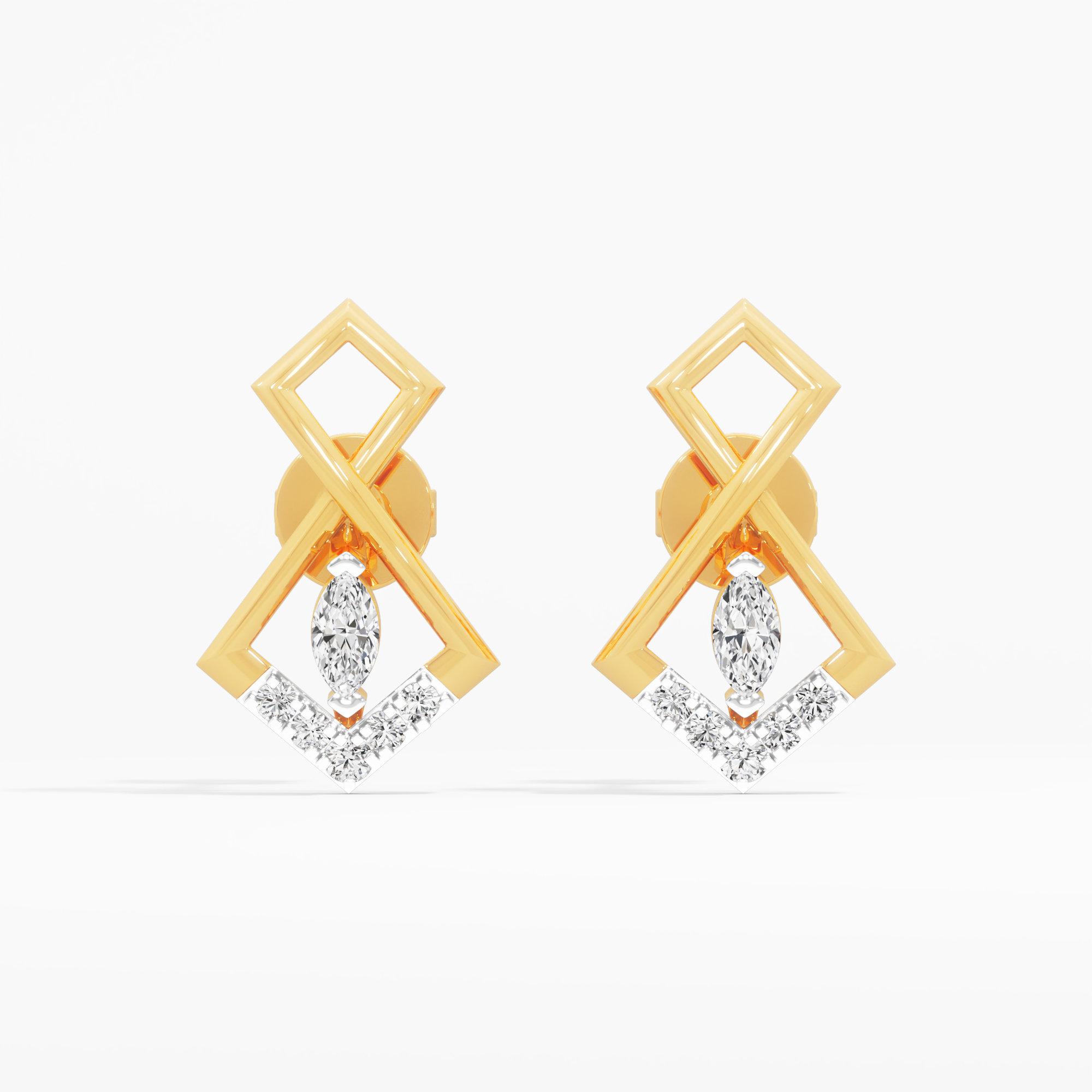 Solstice Apex Stud Earrings in 9KT Yellow Gold (Diamond Quality: FG-VVS VS)