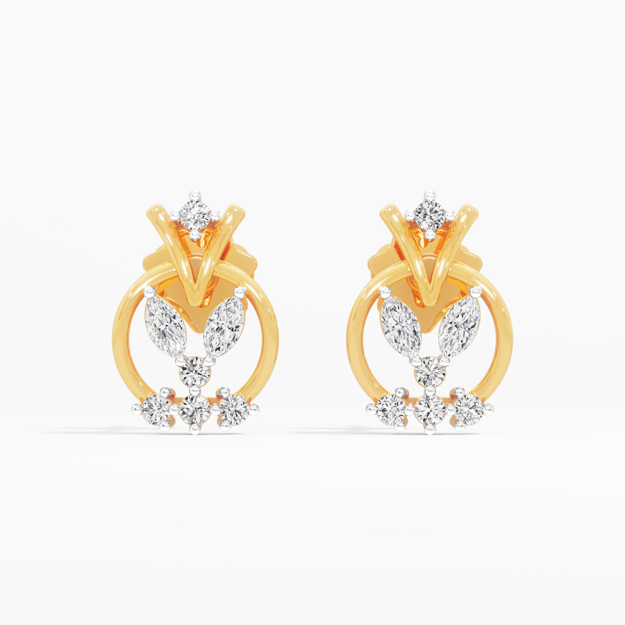 Orbit Blossom Stud Earrings in 9KT Yellow Gold (Diamond Quality: FG-VVS VS)
