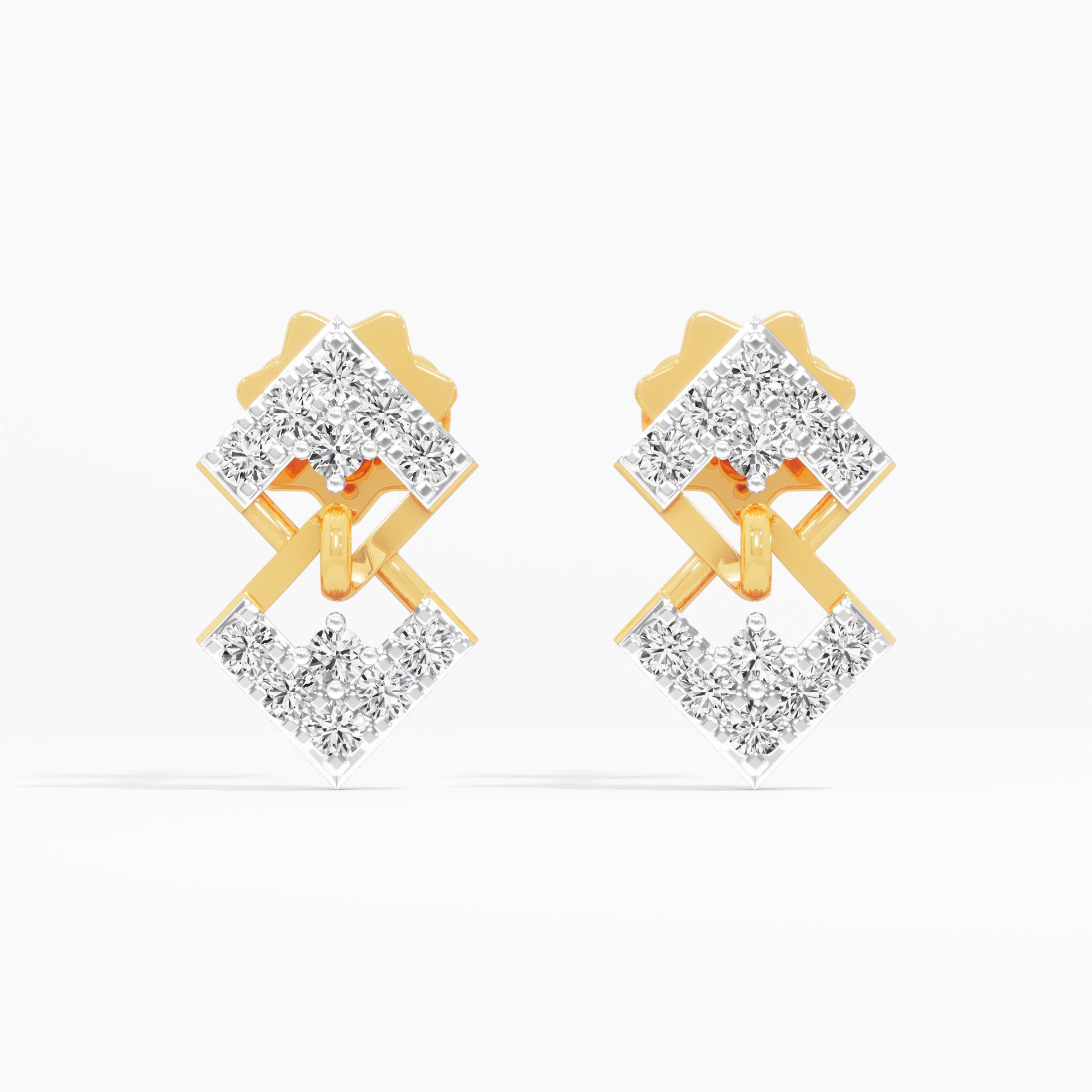Trinity Facet Stud Earrings in 9KT Yellow Gold (Diamond Quality: FG-VVS VS)