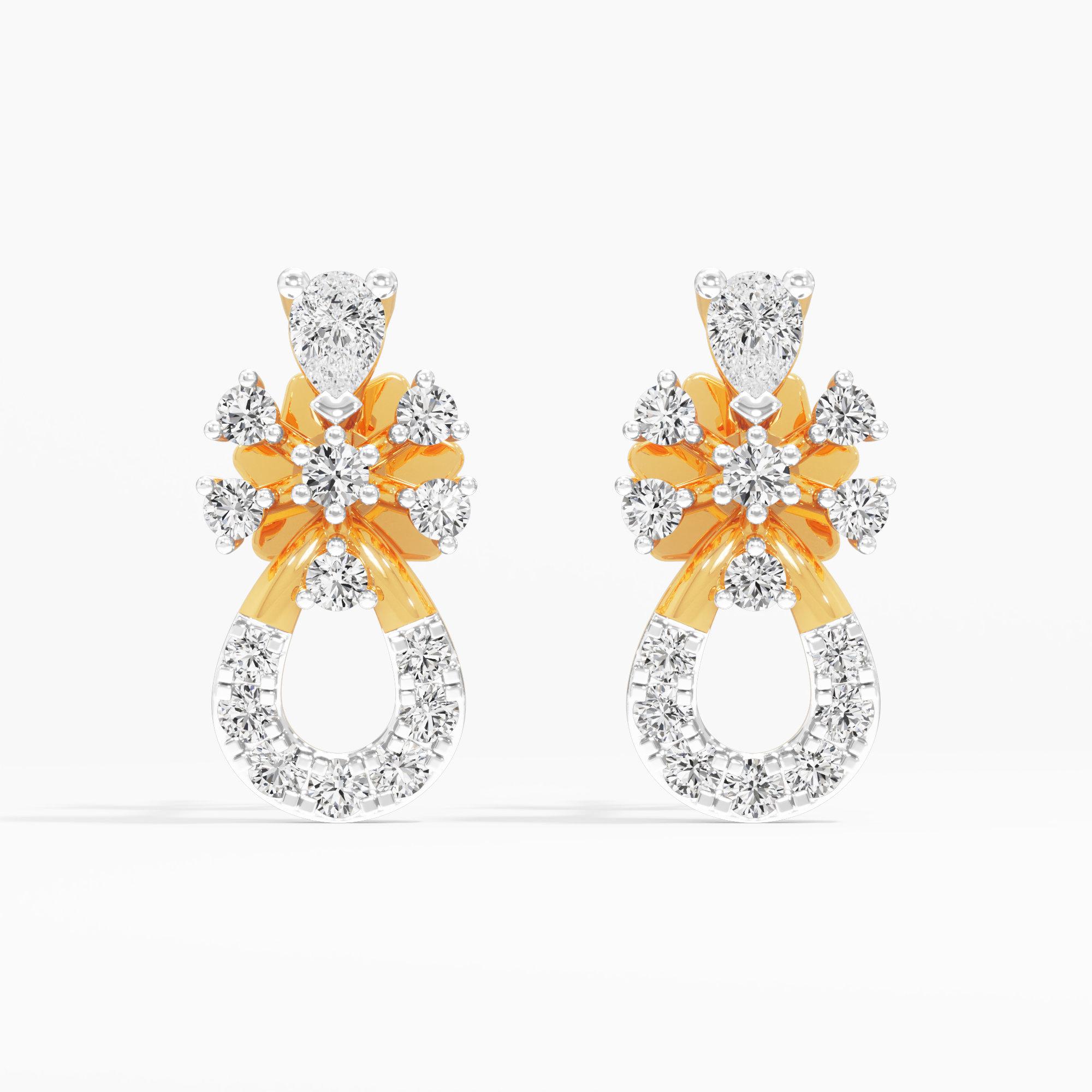 Reverie Loop Stud Earrings in 9KT Yellow Gold (Diamond Quality: FG-VVS VS)