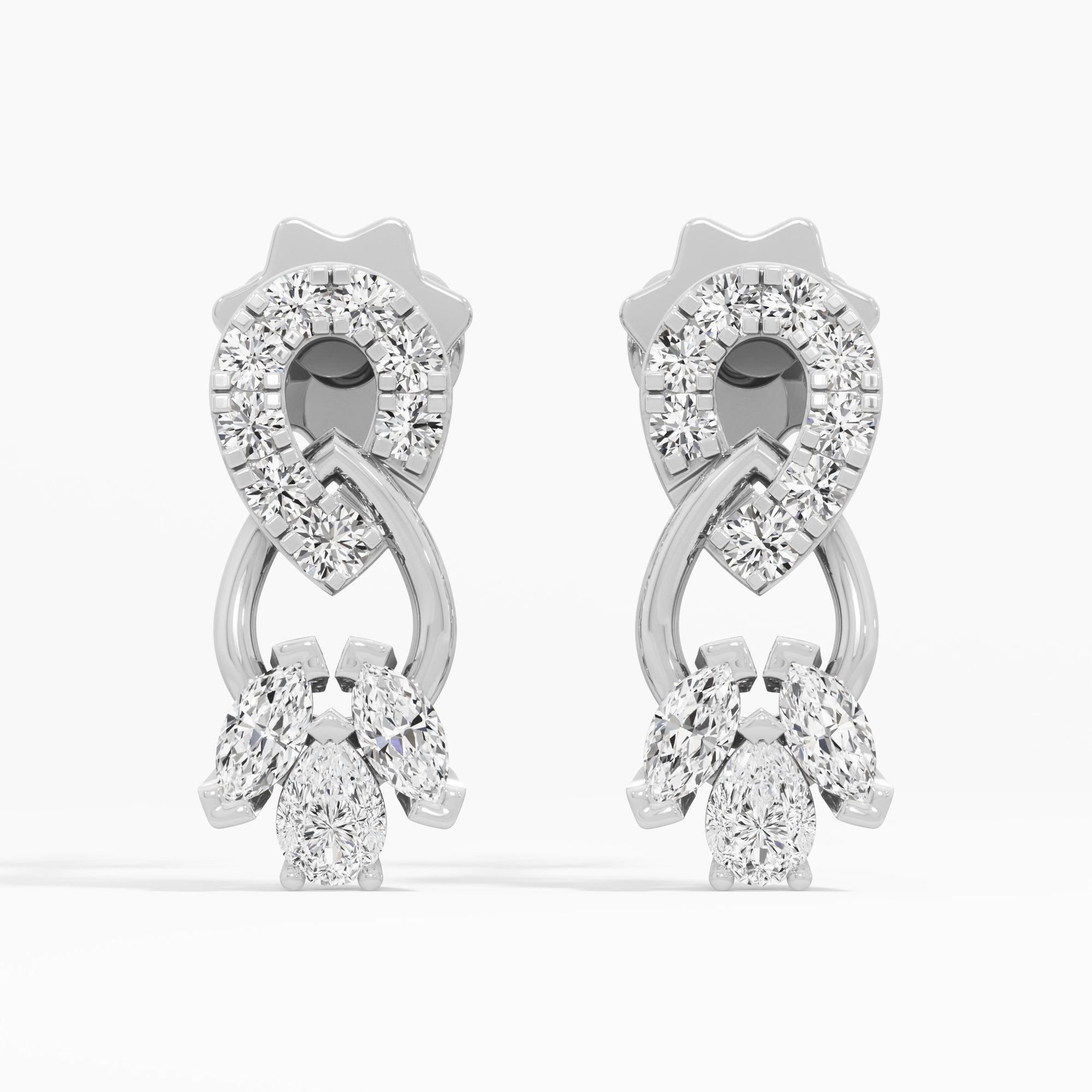 Twin Loop Stud Earrings in 9KT White Gold (Diamond Quality: FG-VVS VS)