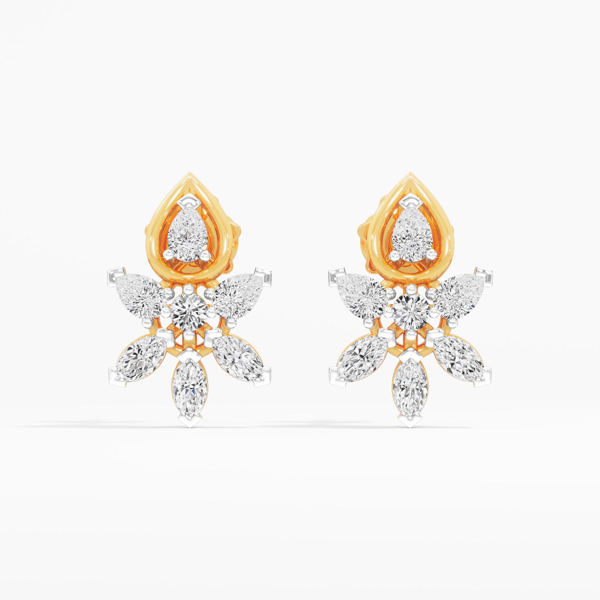 Meadow Burst Stud Earrings in 9KT Yellow Gold (Diamond Quality: FG-VVS VS)