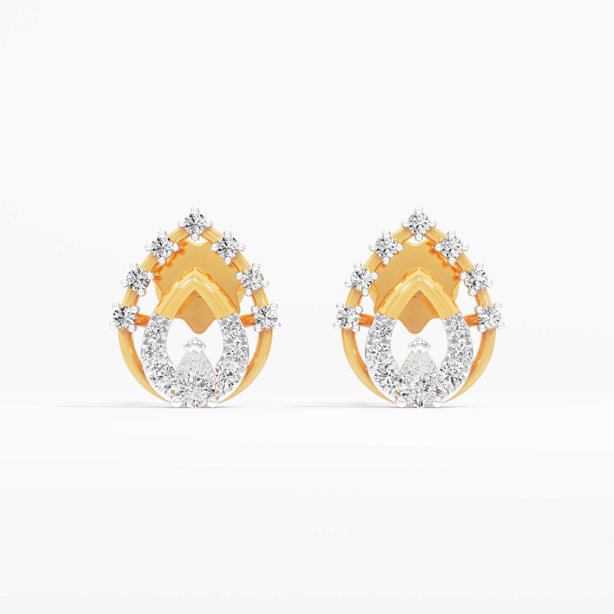 Coronet Wreath Stud Earrings in 9KT Yellow Gold (Diamond Quality: FG-VVS VS)