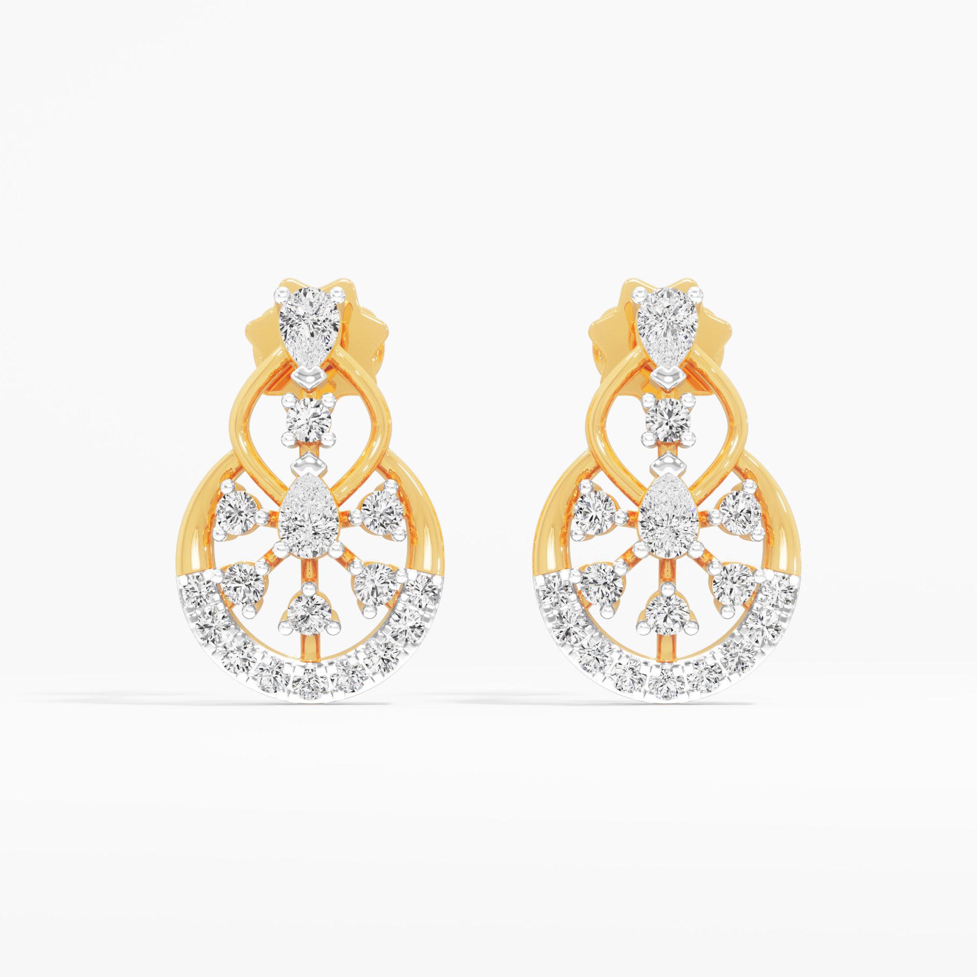 Infinity Whisper Stud Earrings in 9KT Yellow Gold (Diamond Quality: FG-VVS VS)