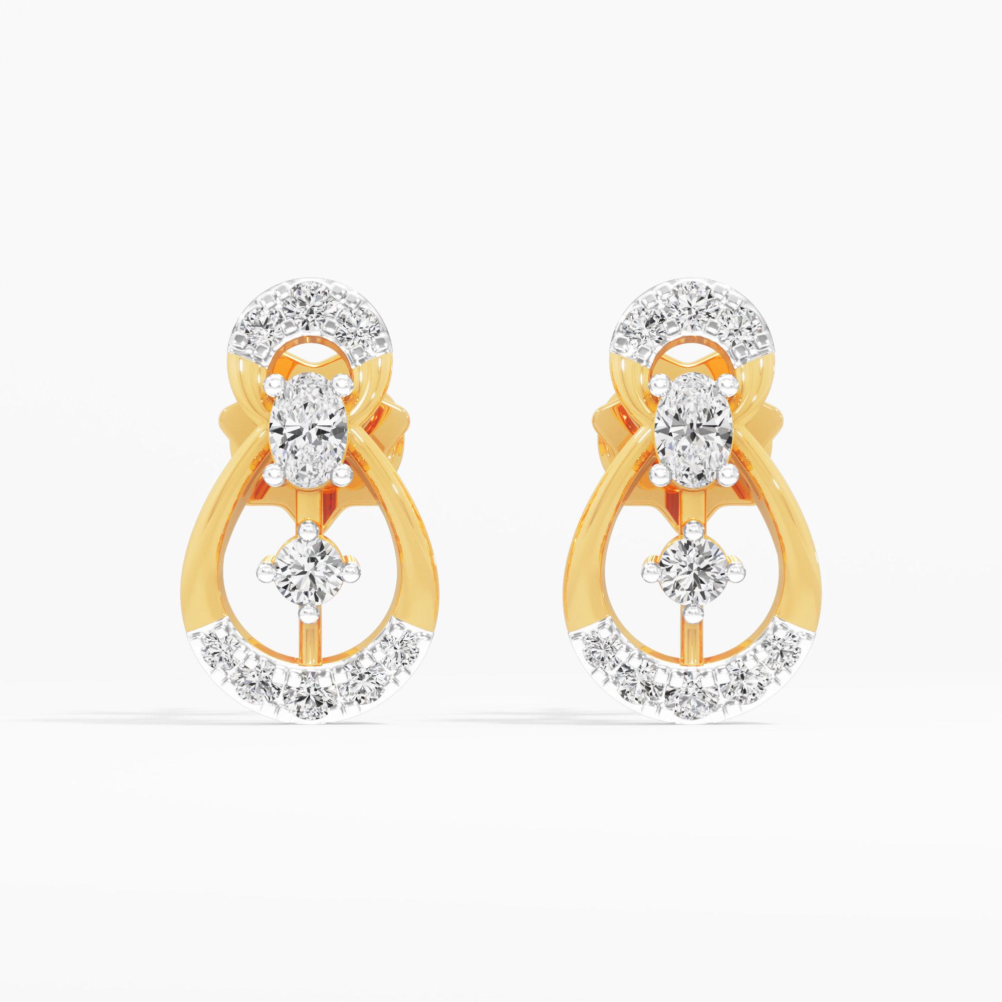 Spiral Glow Stud Earrings in 9KT Yellow Gold (Diamond Quality: FG-VVS VS)