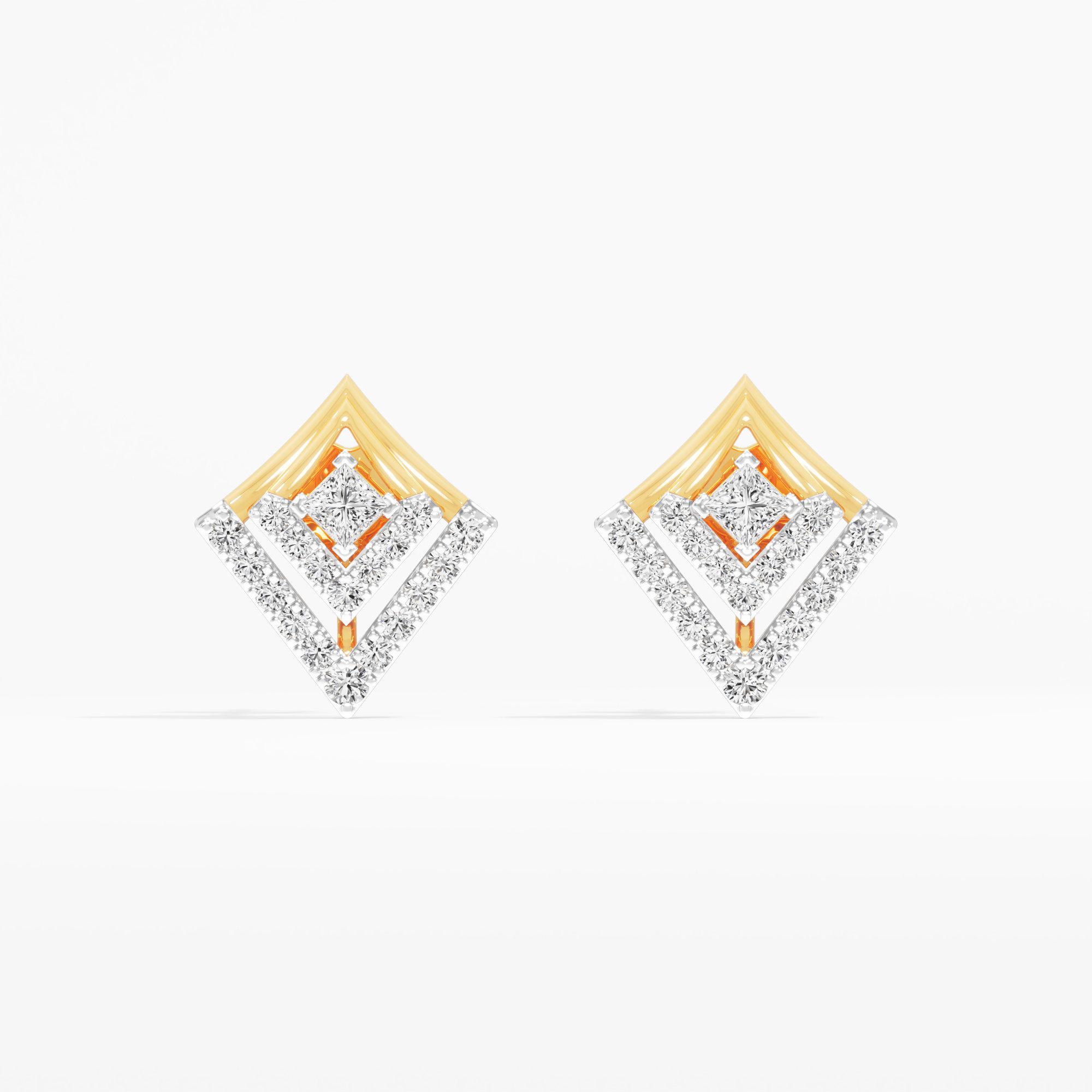 Duchess Mosaic Stud Earrings in 9KT Yellow Gold (Diamond Quality: FG-VVS VS)