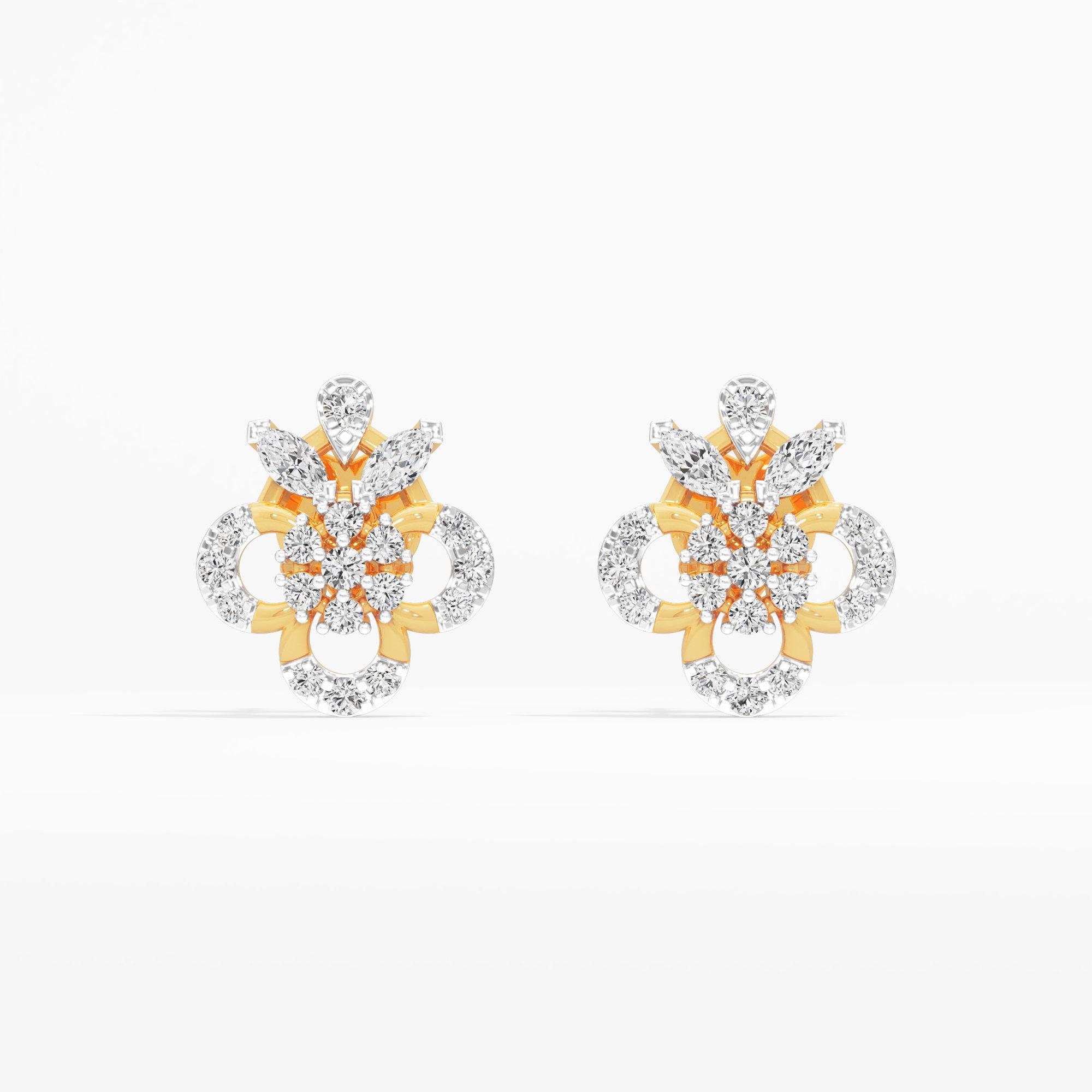 Harmony Rosette Stud Earrings in 9KT Yellow Gold (Diamond Quality: FG-VVS VS)