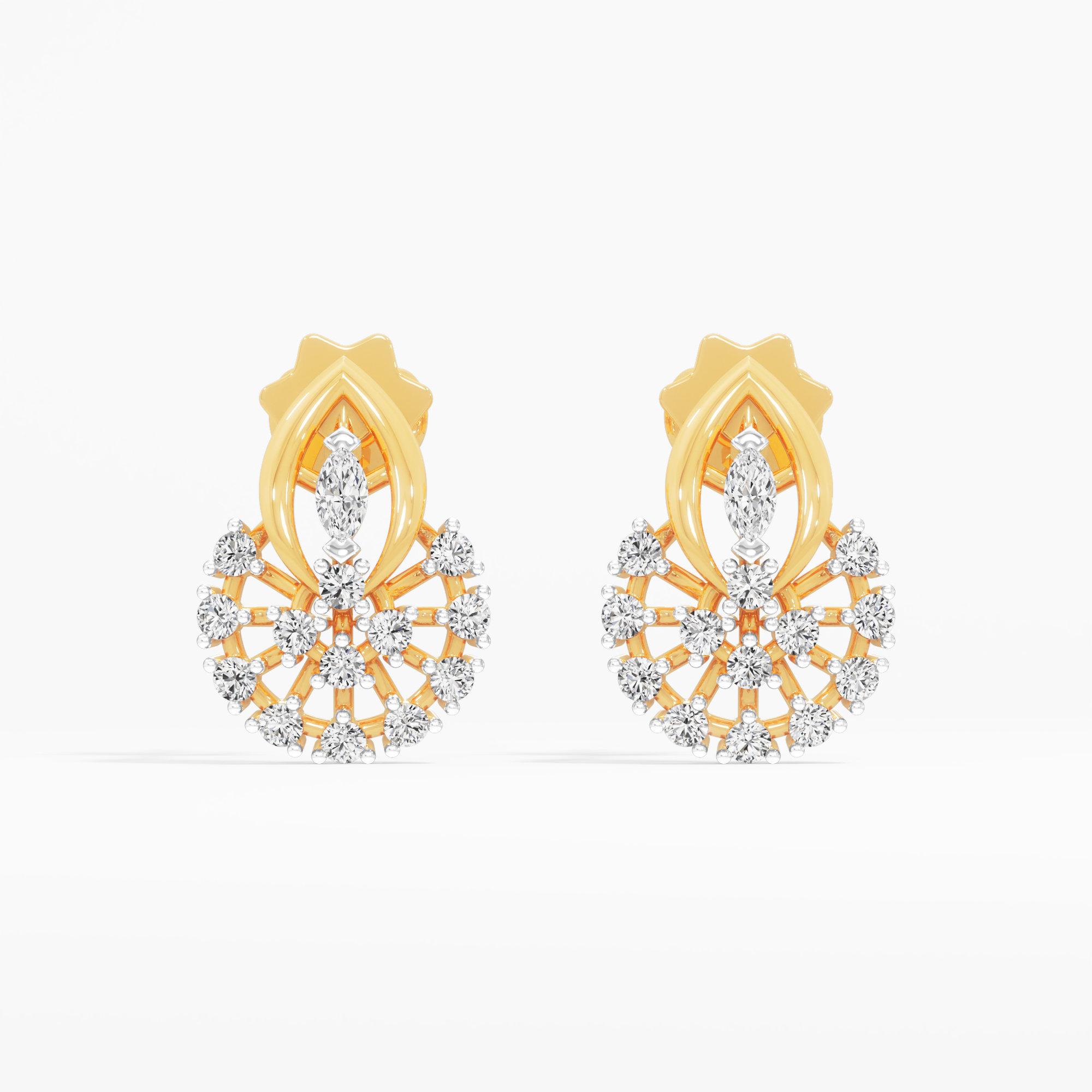 Zephyr Spoke Stud Earrings in 9KT Yellow Gold (Diamond Quality: FG-VVS VS)