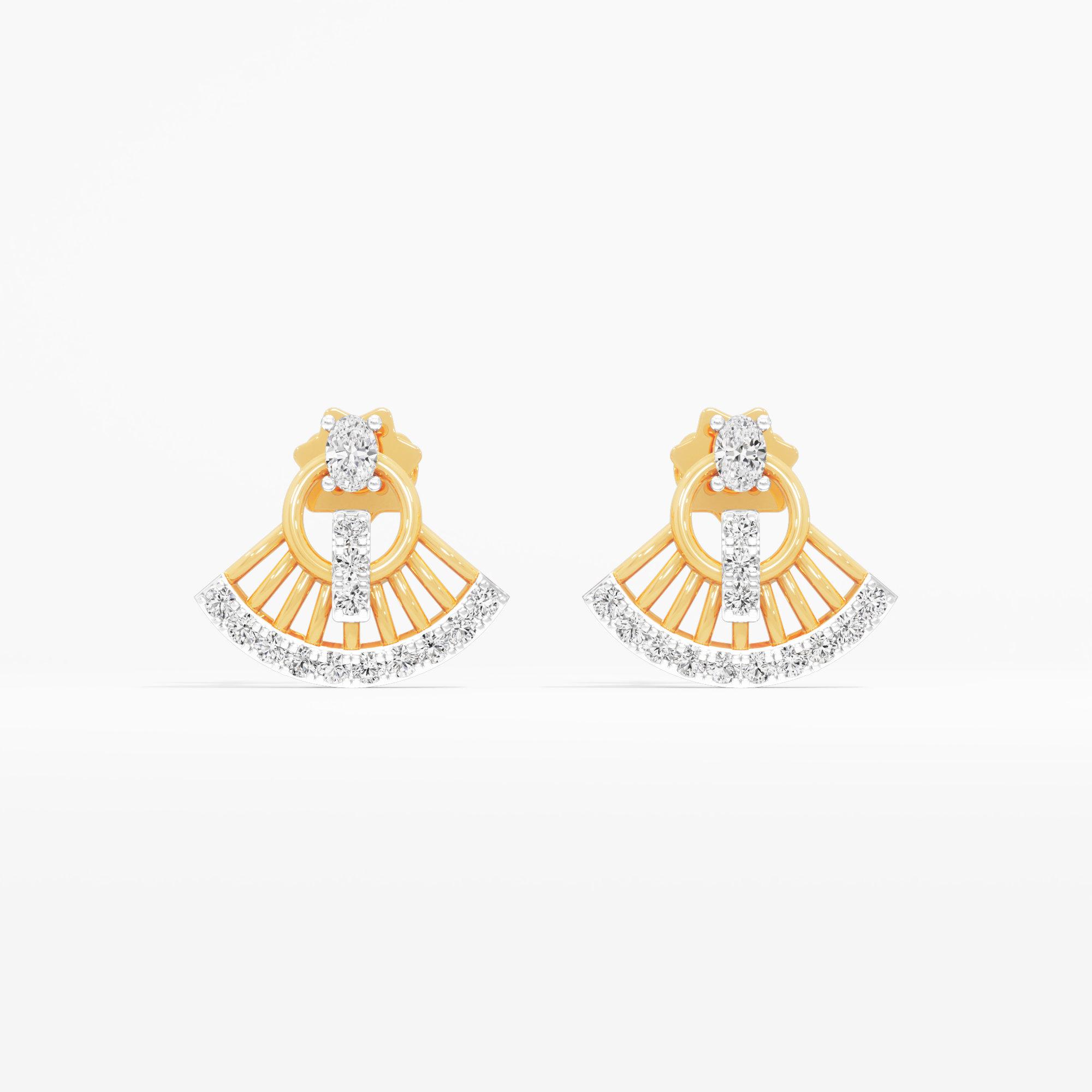 Sunray Wheel Stud Earrings in 9KT Yellow Gold (Diamond Quality: FG-VVS VS)