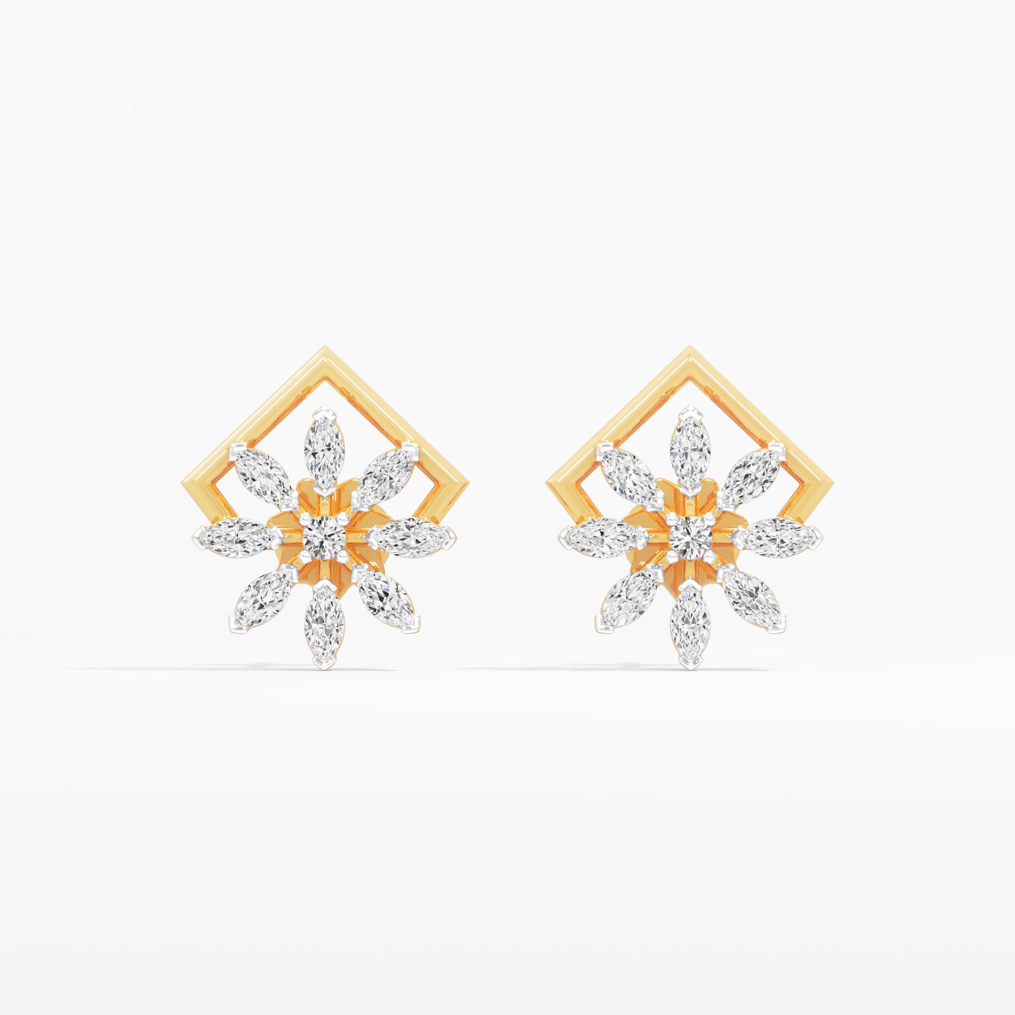 Petal Kite Stud Earrings in 9KT Yellow Gold (Diamond Quality: FG-VVS VS)