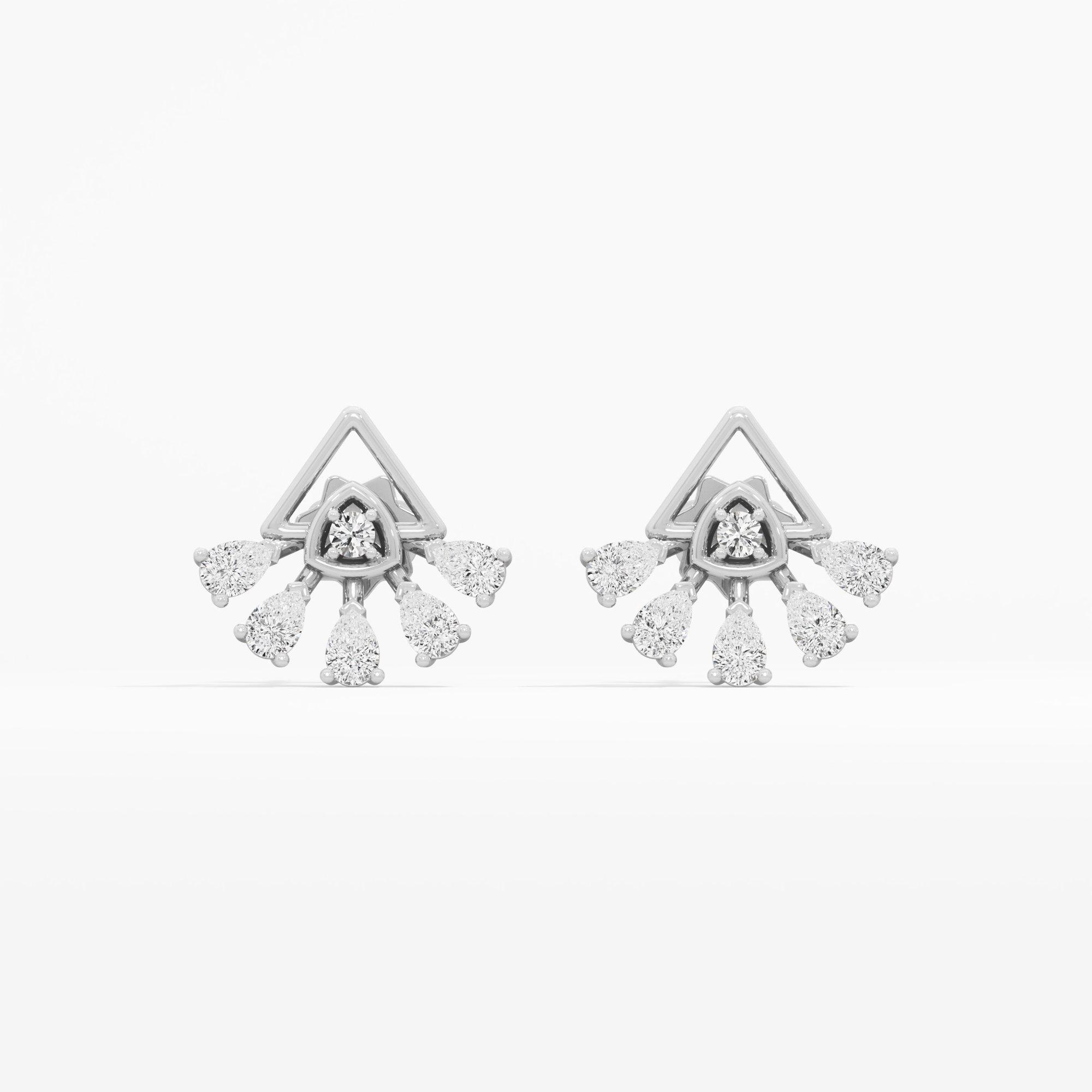 Triangle Flare Stud Earrings in 9KT White Gold (Diamond Quality: FG-VVS VS)